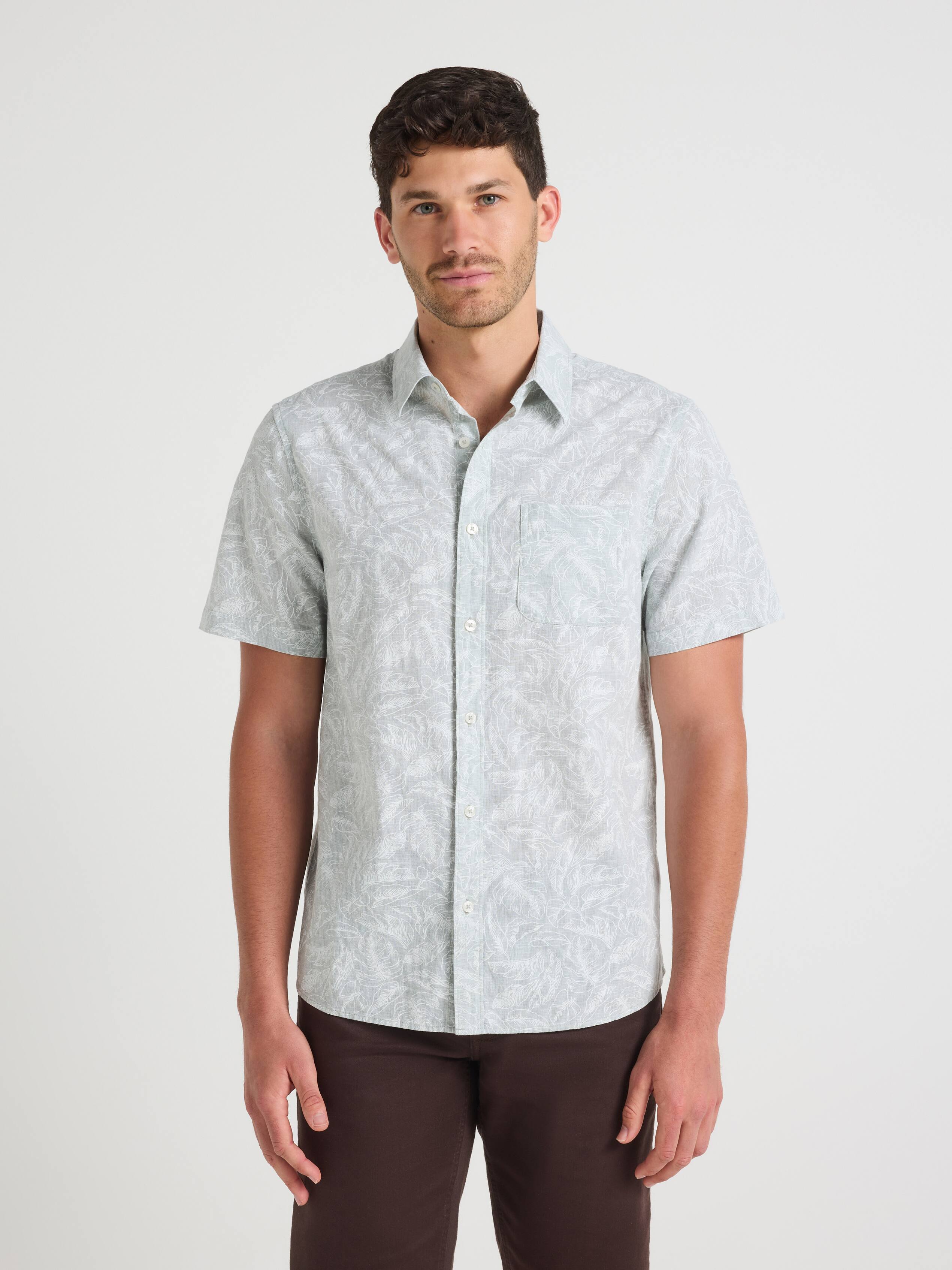 Linen Blend Print Shirt
