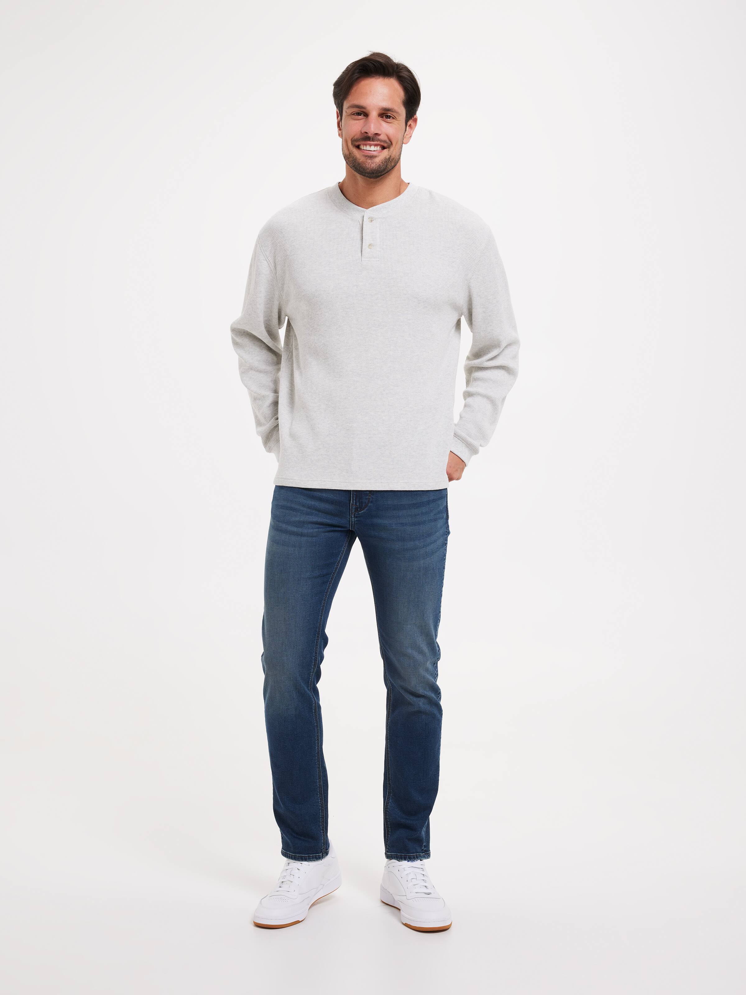 Long Sleeve Henley Waffle Tee