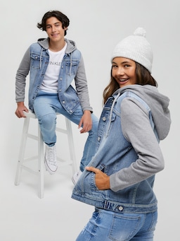 Kids Ari Hooded Denim Jacket