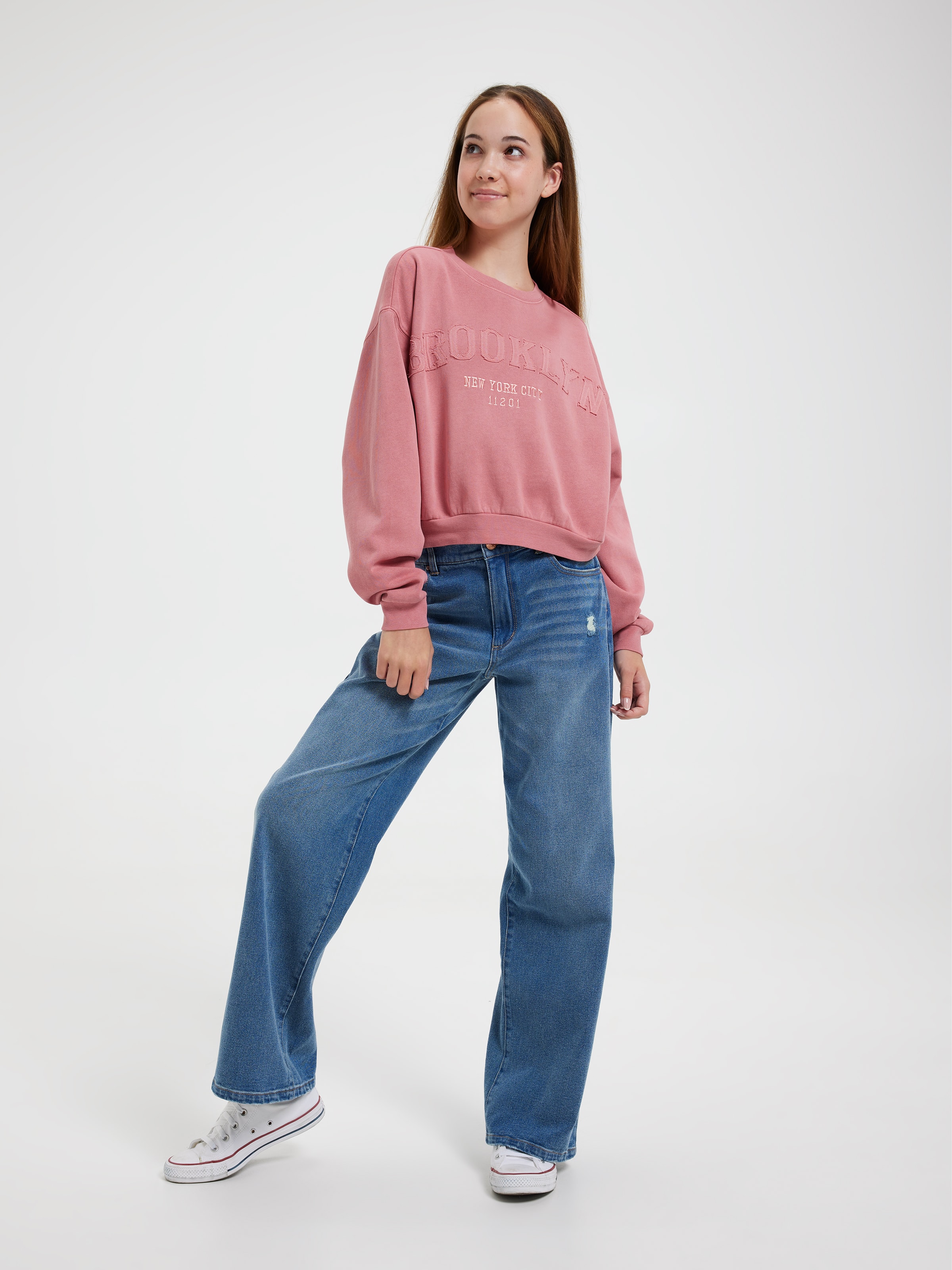 Girls Kai Logo Crop Crew Sweat