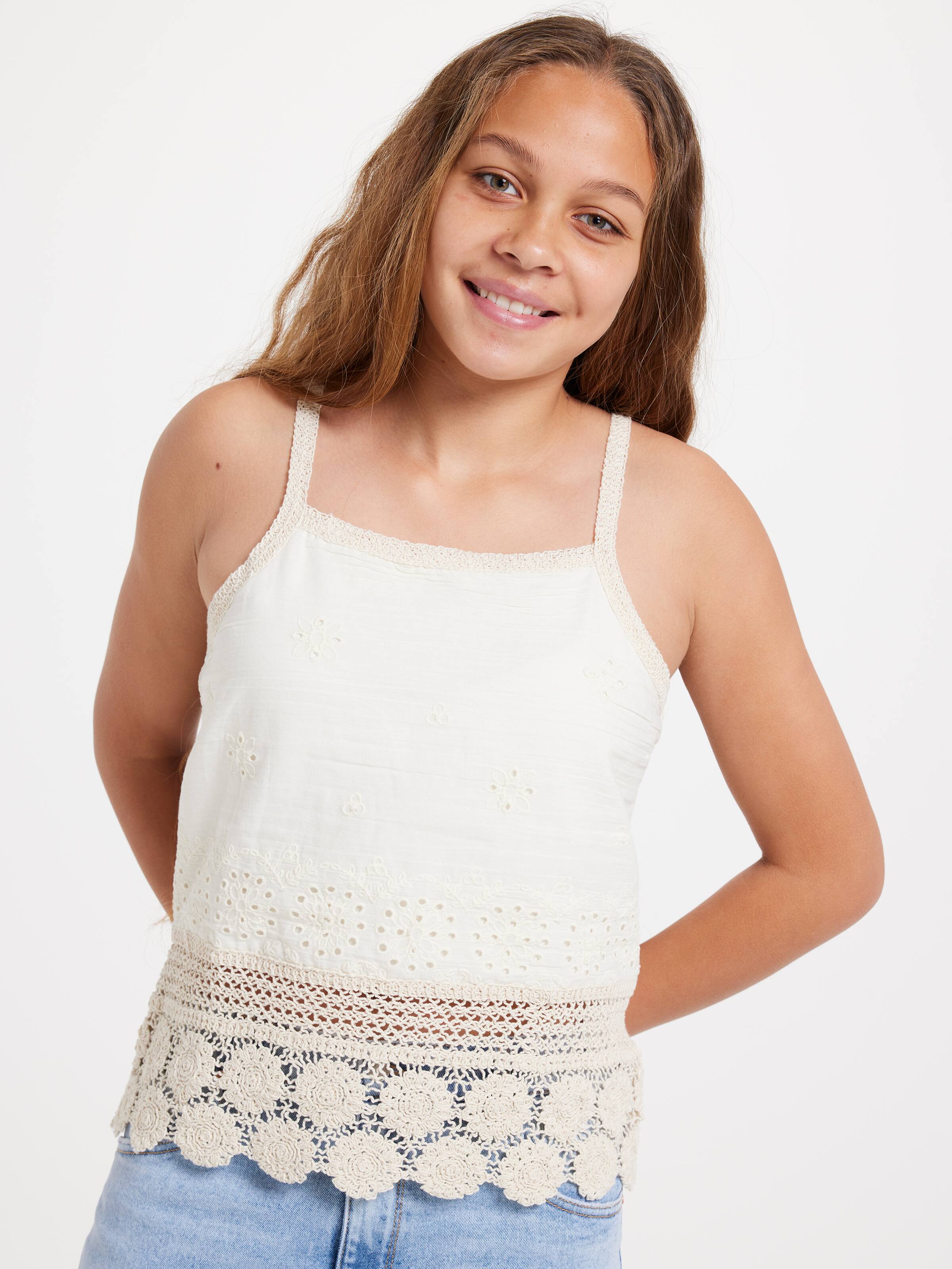 Girls Emma Woven Mix Top