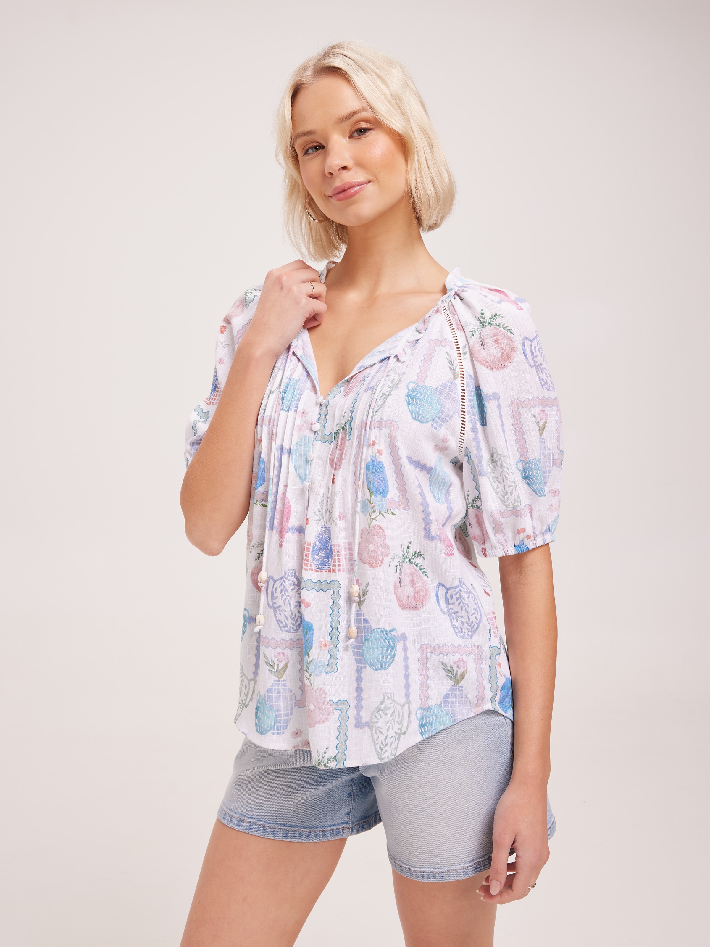 Demi Pintuck Top