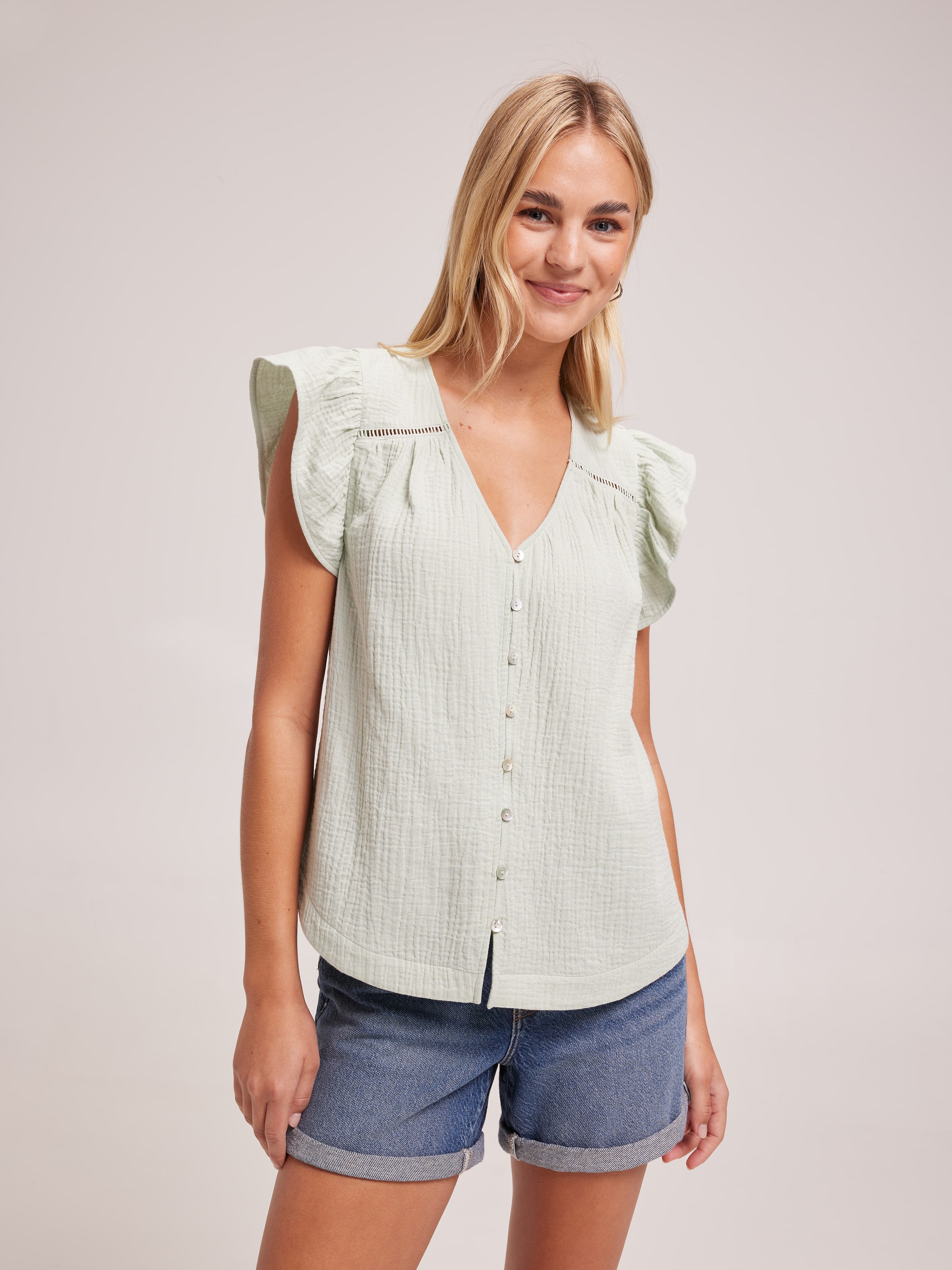 Image for Erin V Neck Flutter Sleeve Top from JustGroupNZ