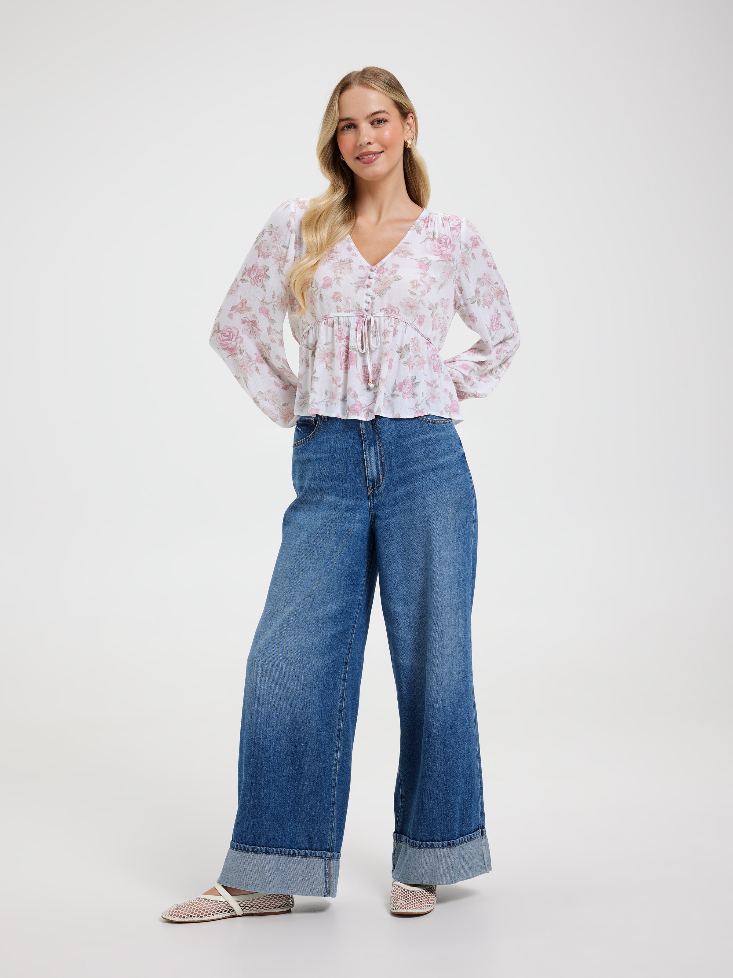 Sofia V Neck Tie Front Blouse