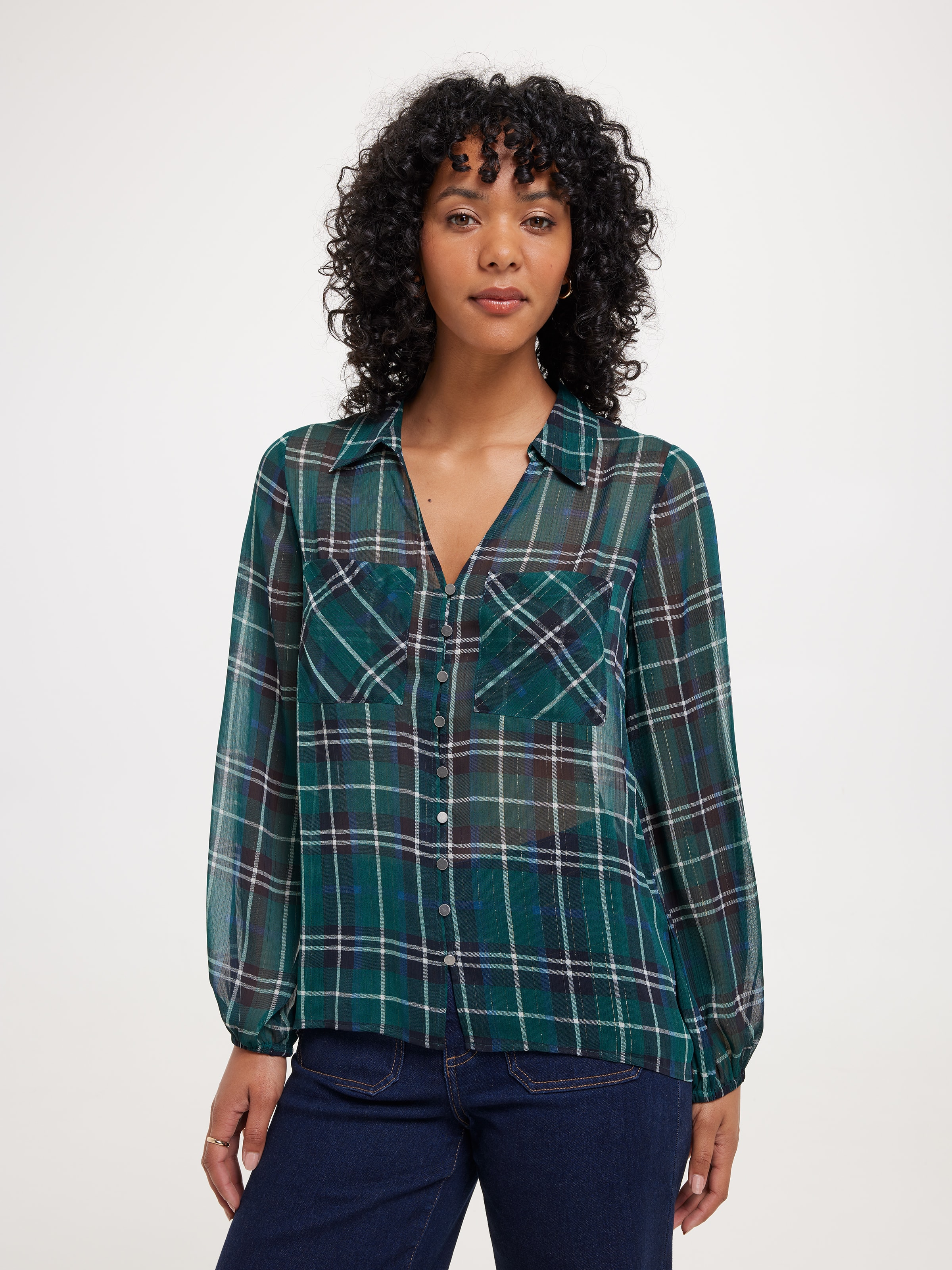 Ada Long Sleeve Button Through Blouse