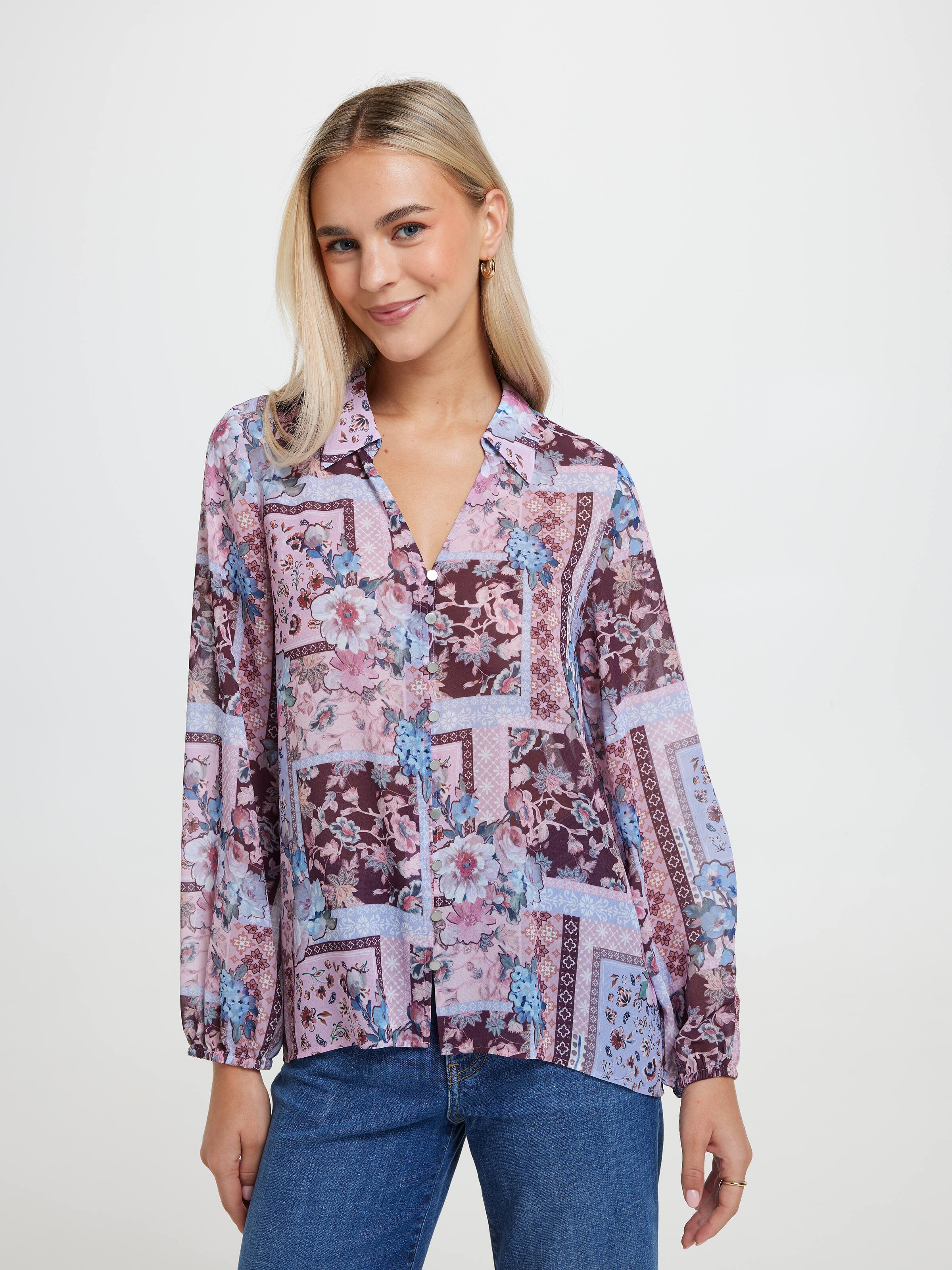 Ada Long Sleeve Button Through Blouse