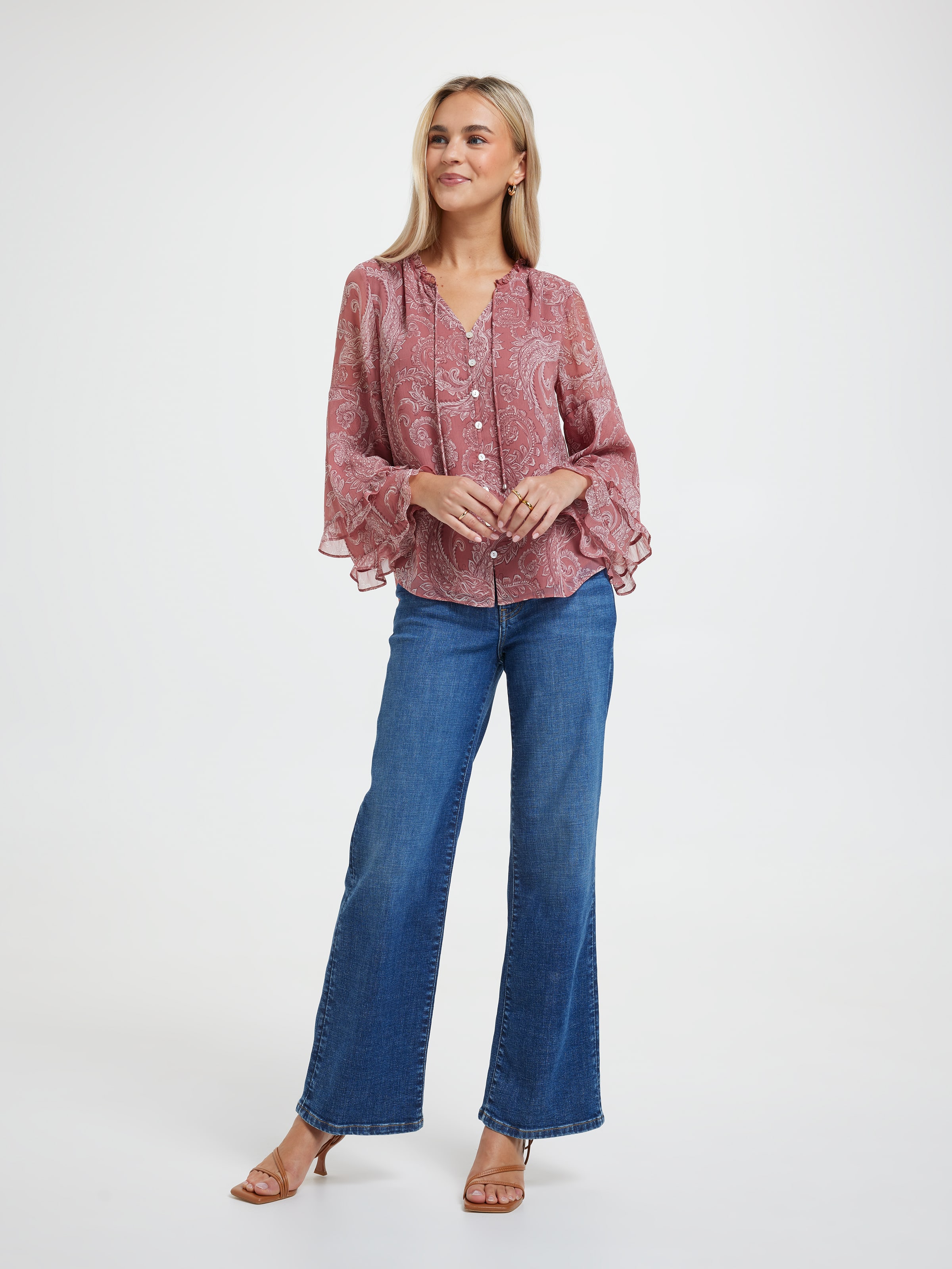 Stevie Ruffle Sleeve Blouse