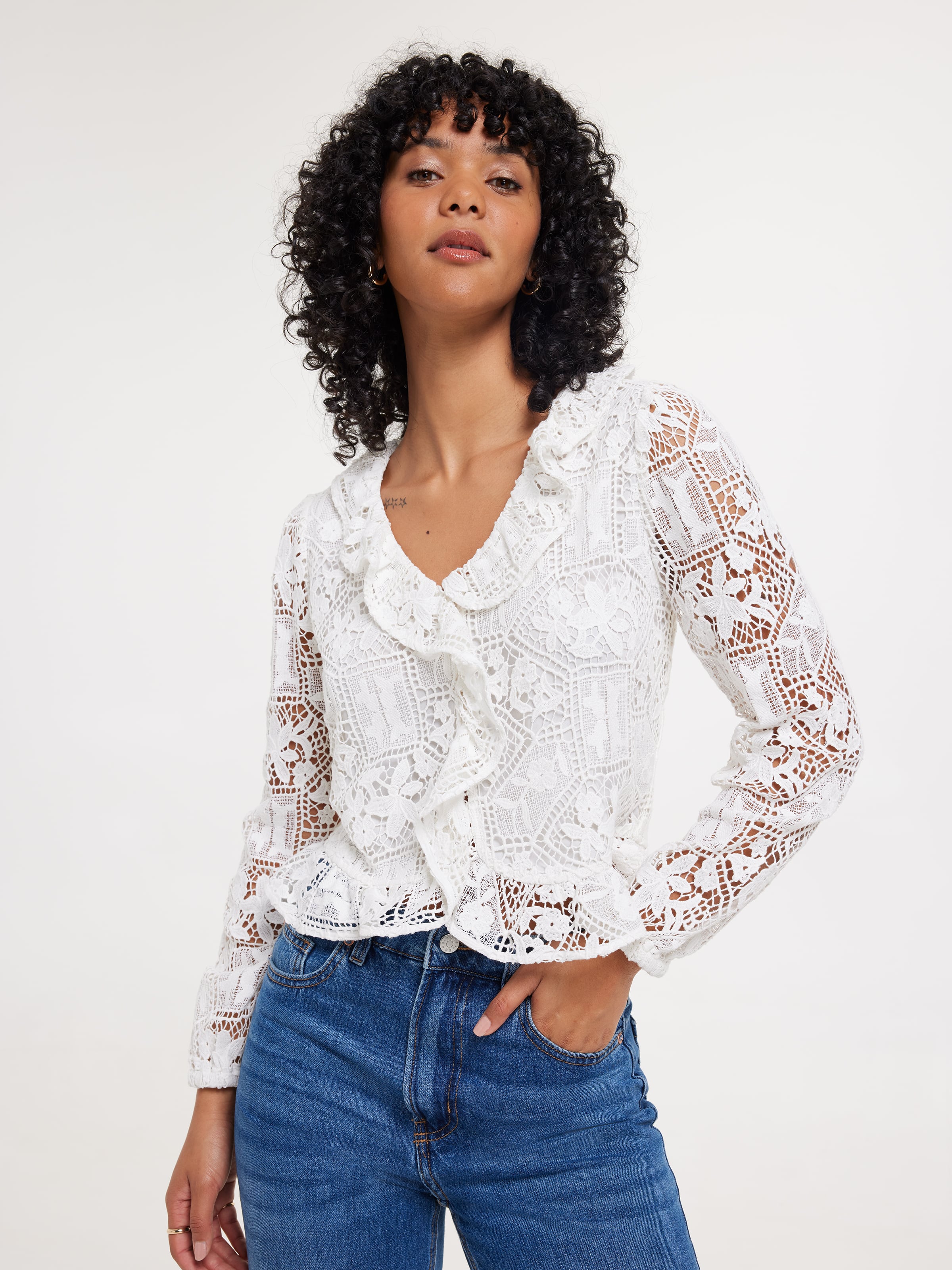 Image for Khloe Ruffle Lace Blouse from JustGroupNZ