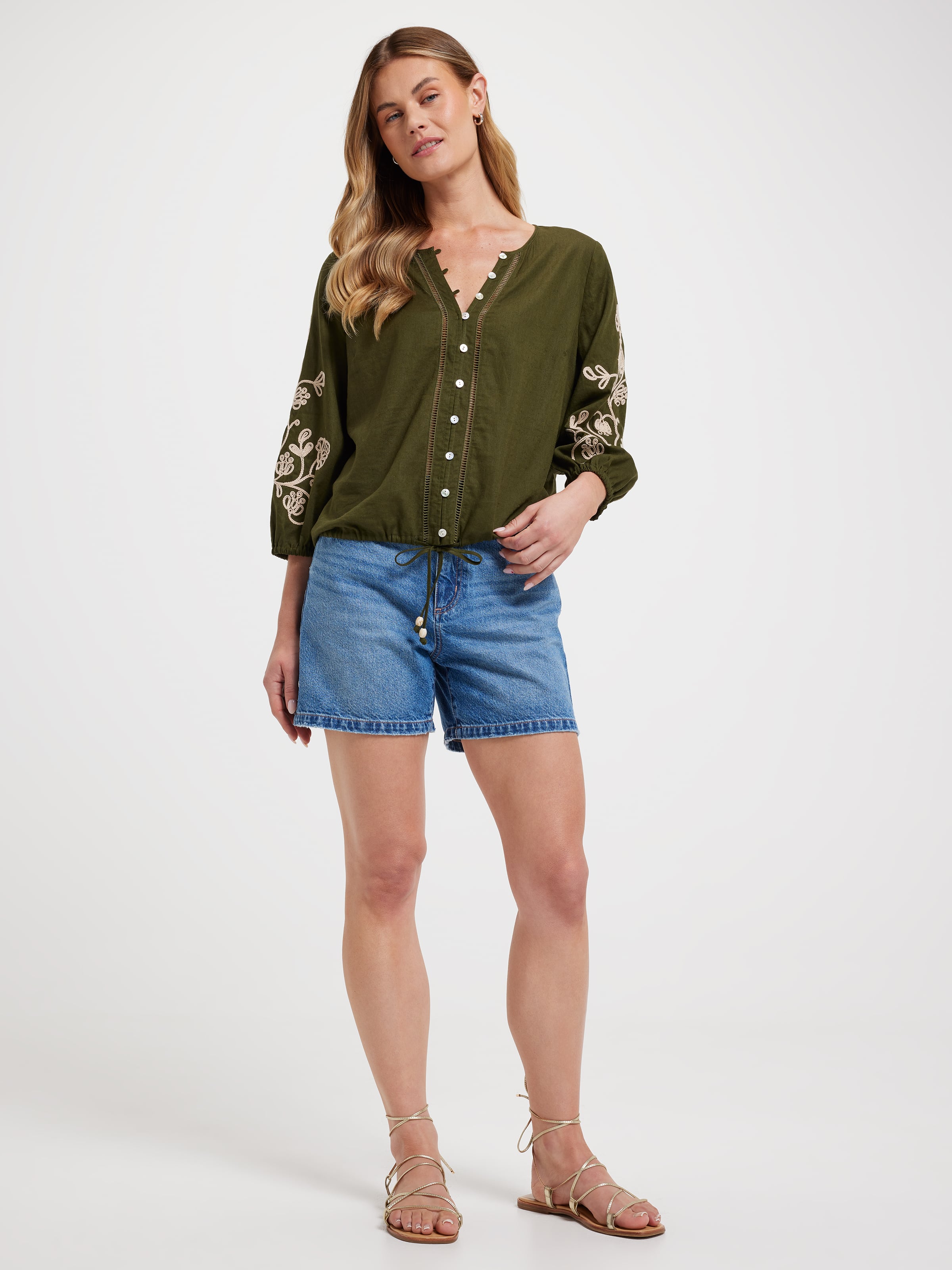 Amelia Bubble Hem 3/4 Sleeve Top