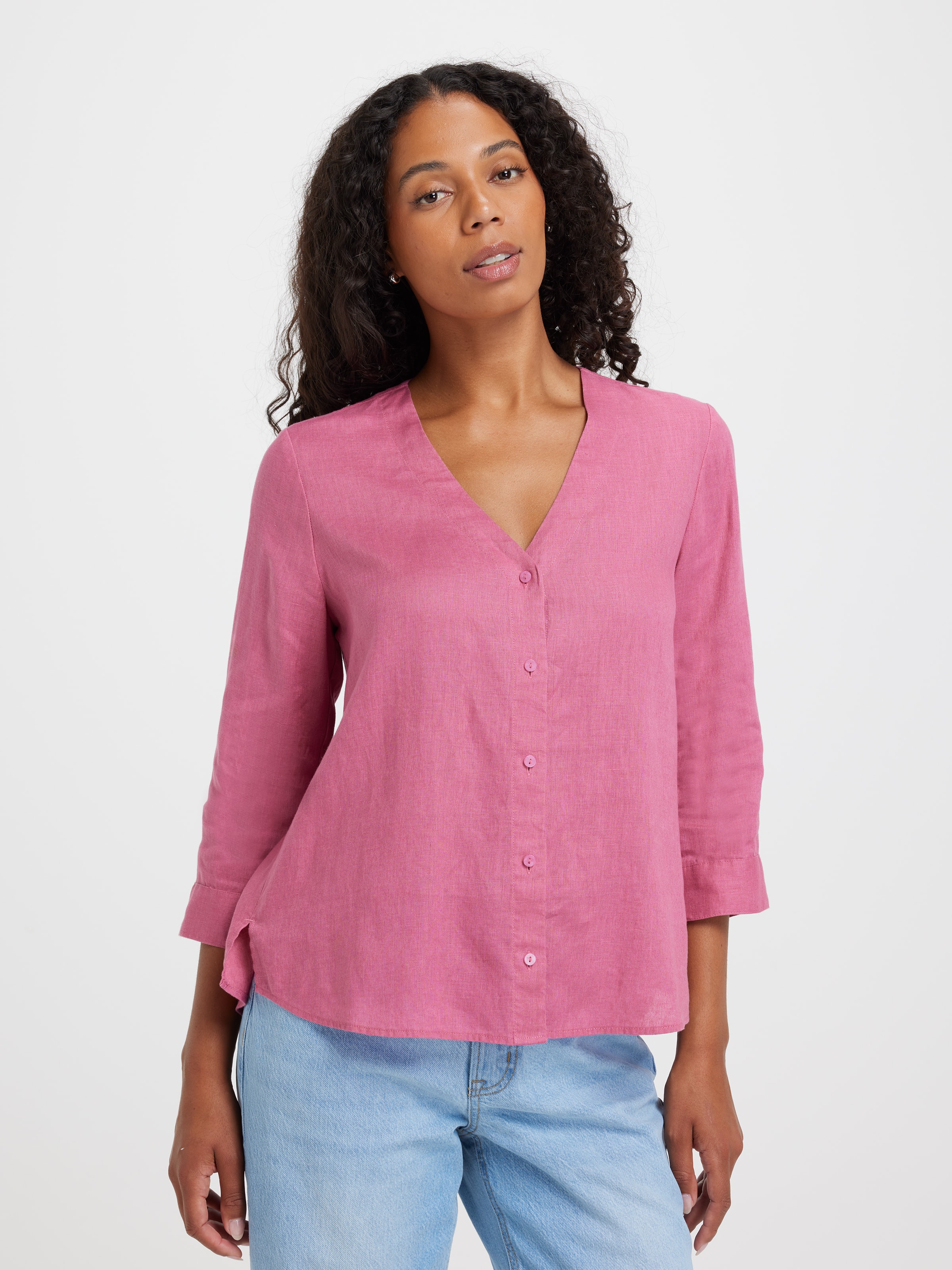 Gabby Linen 3/4 Sleeve Shirt