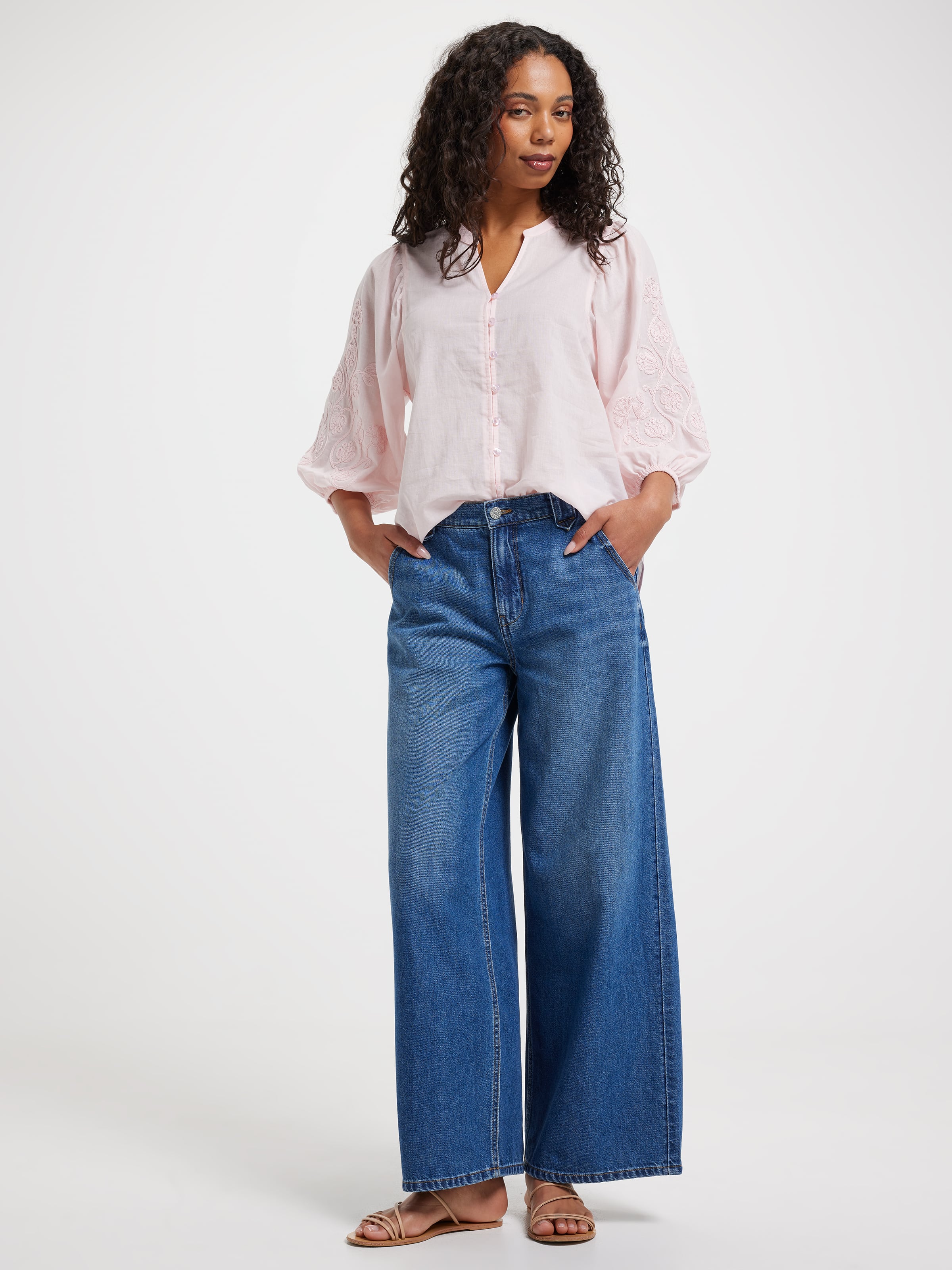 Halley Embroidery 3/4 Sleeve Blouse