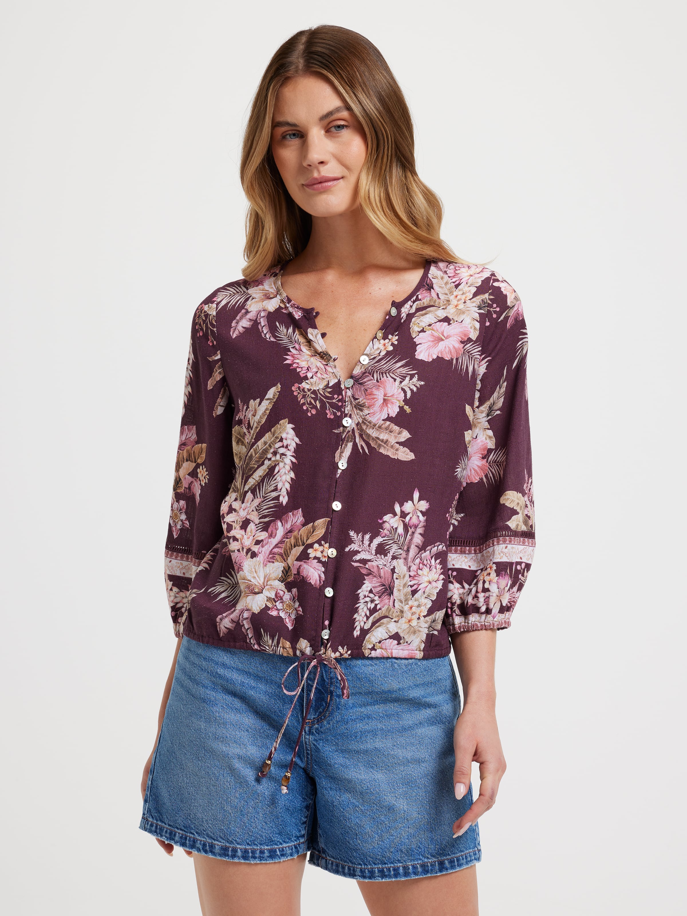 Amelia Bubble Hem 3/4 Sleeve Top