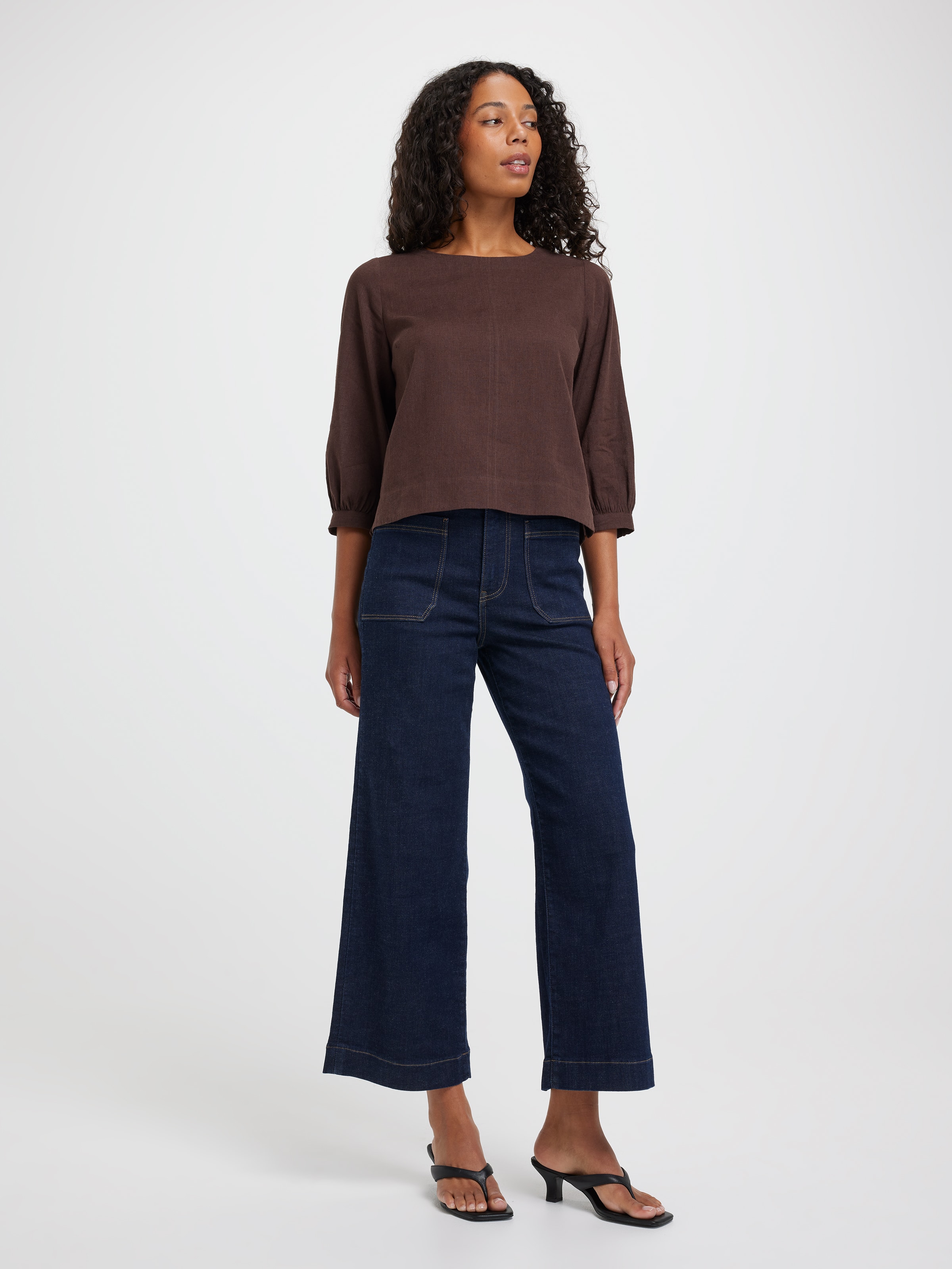 Libby 3/4 Sleeve Linen Blend Blouse