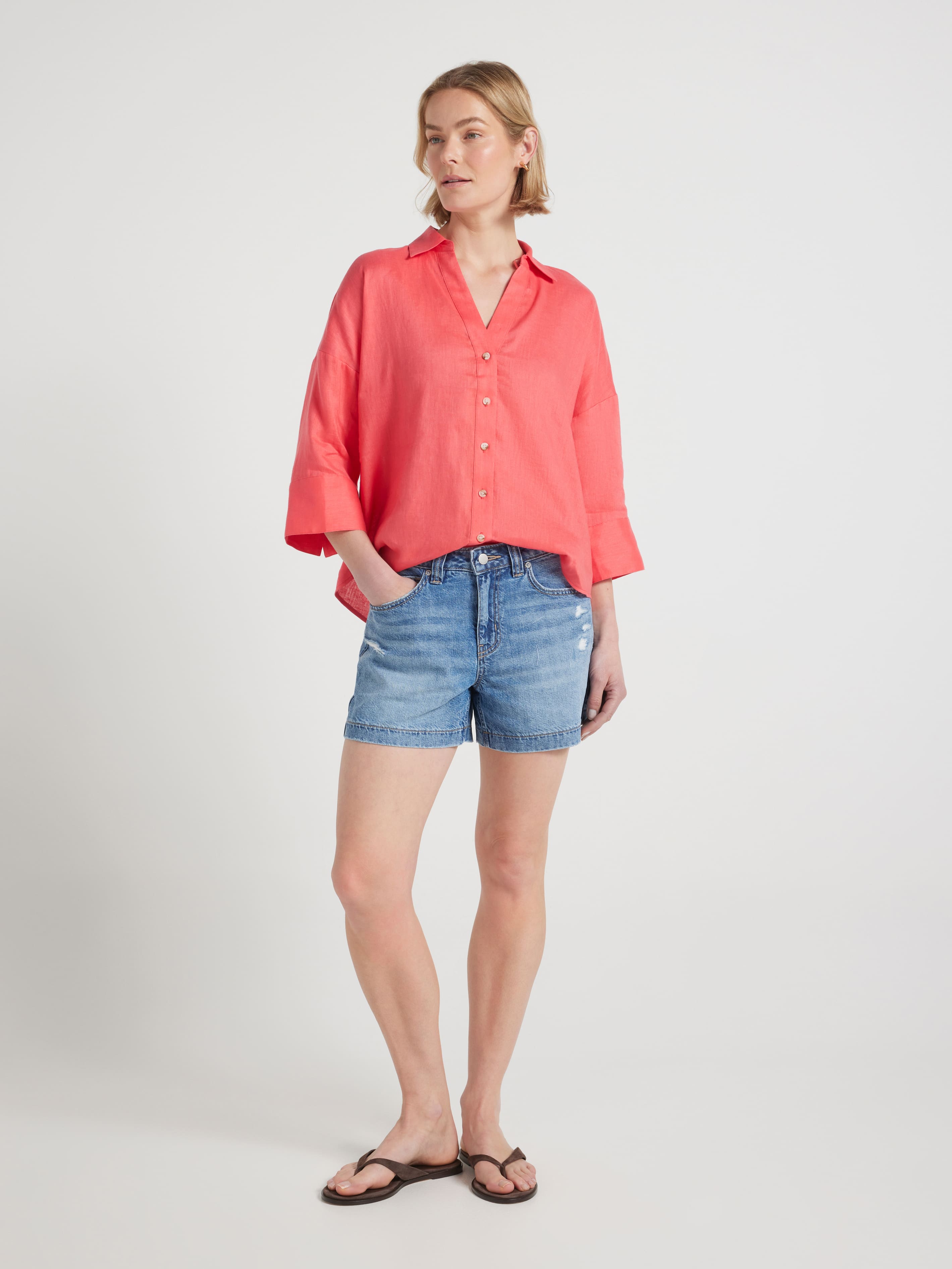 Hampton 3/4 Sleeve Linen Shirt
