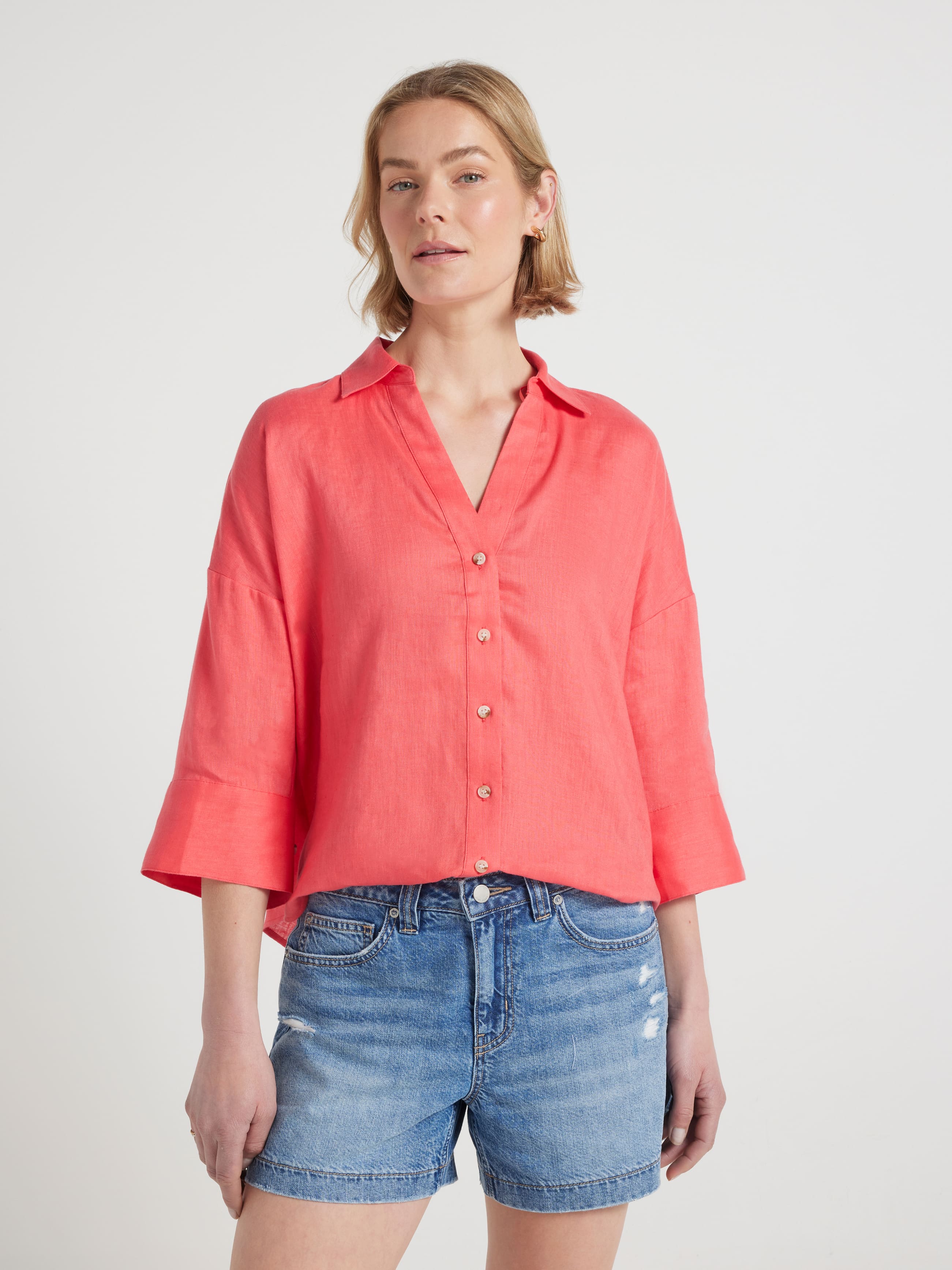 Hampton 3/4 Sleeve Linen Shirt