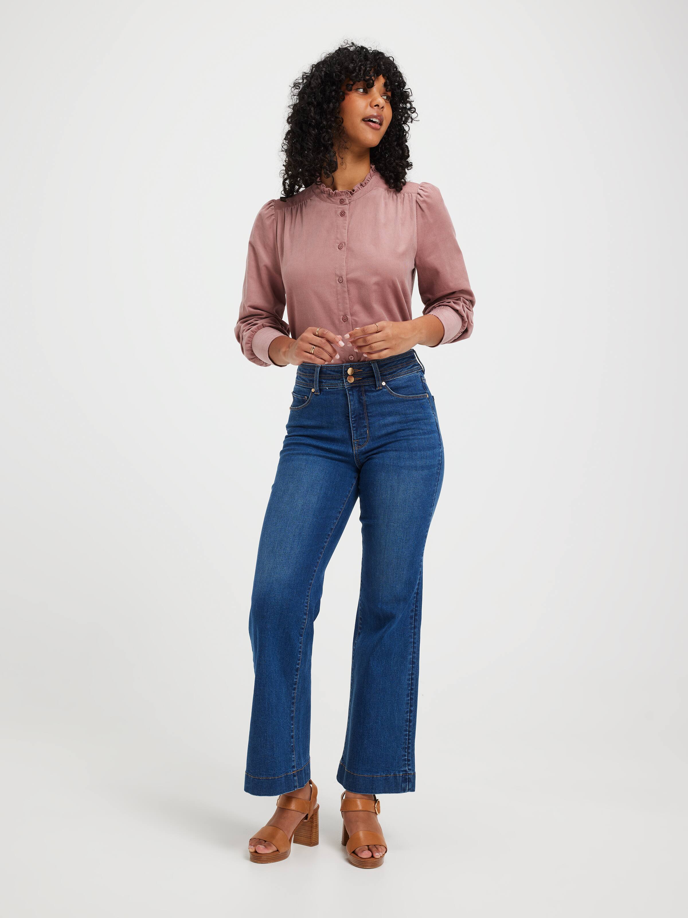 Heidi Cord Ruffle Trim Blouse