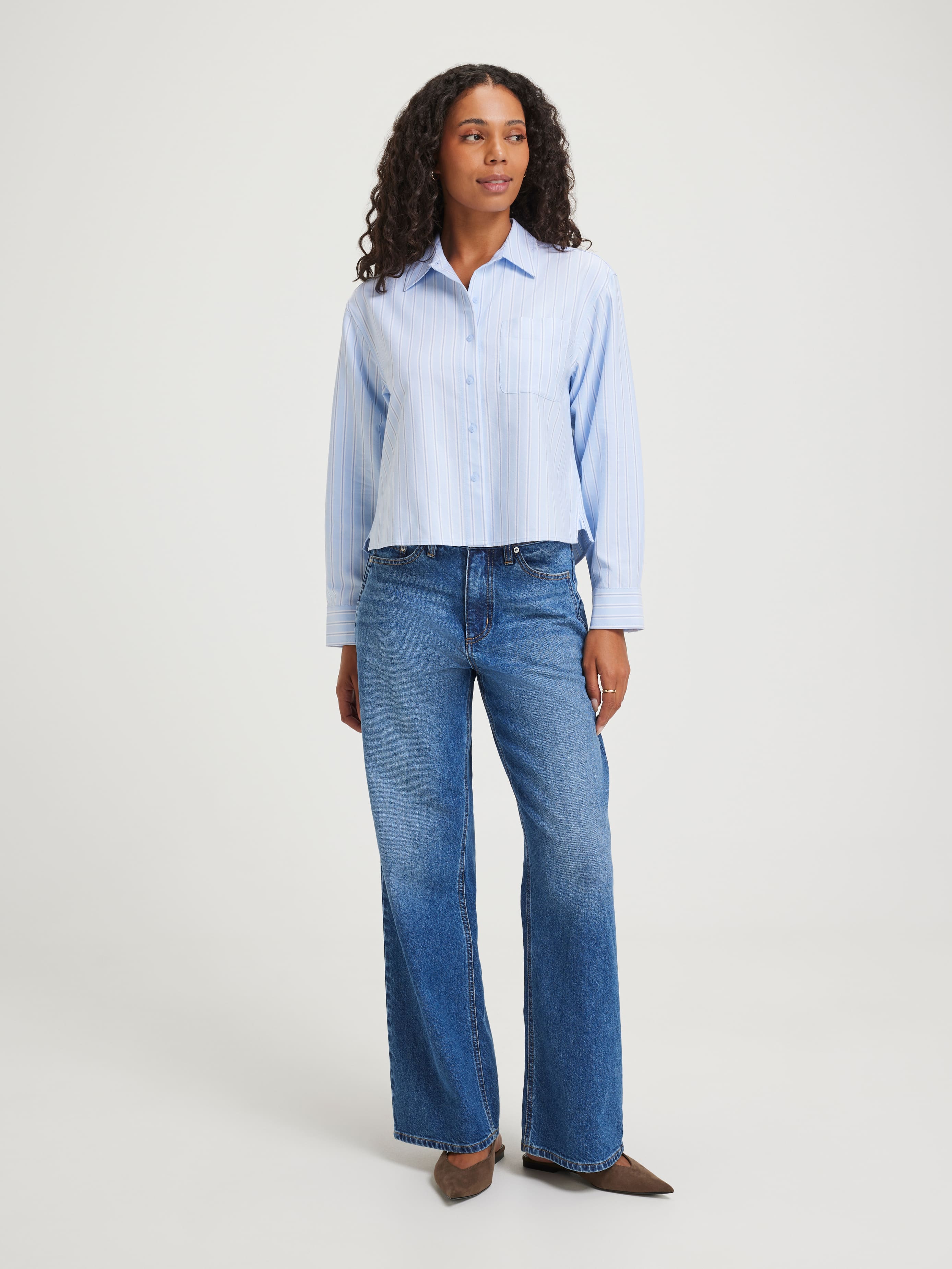 Brandi Cropped Oxford Shirt