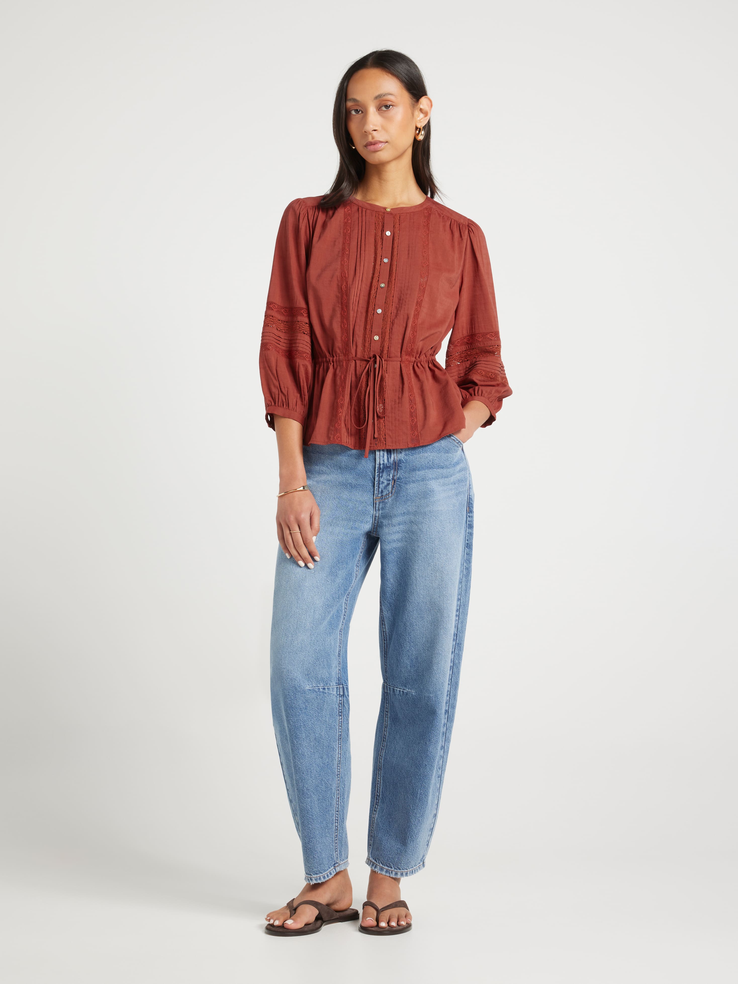Scout 3/4 Lace Insert Blouse