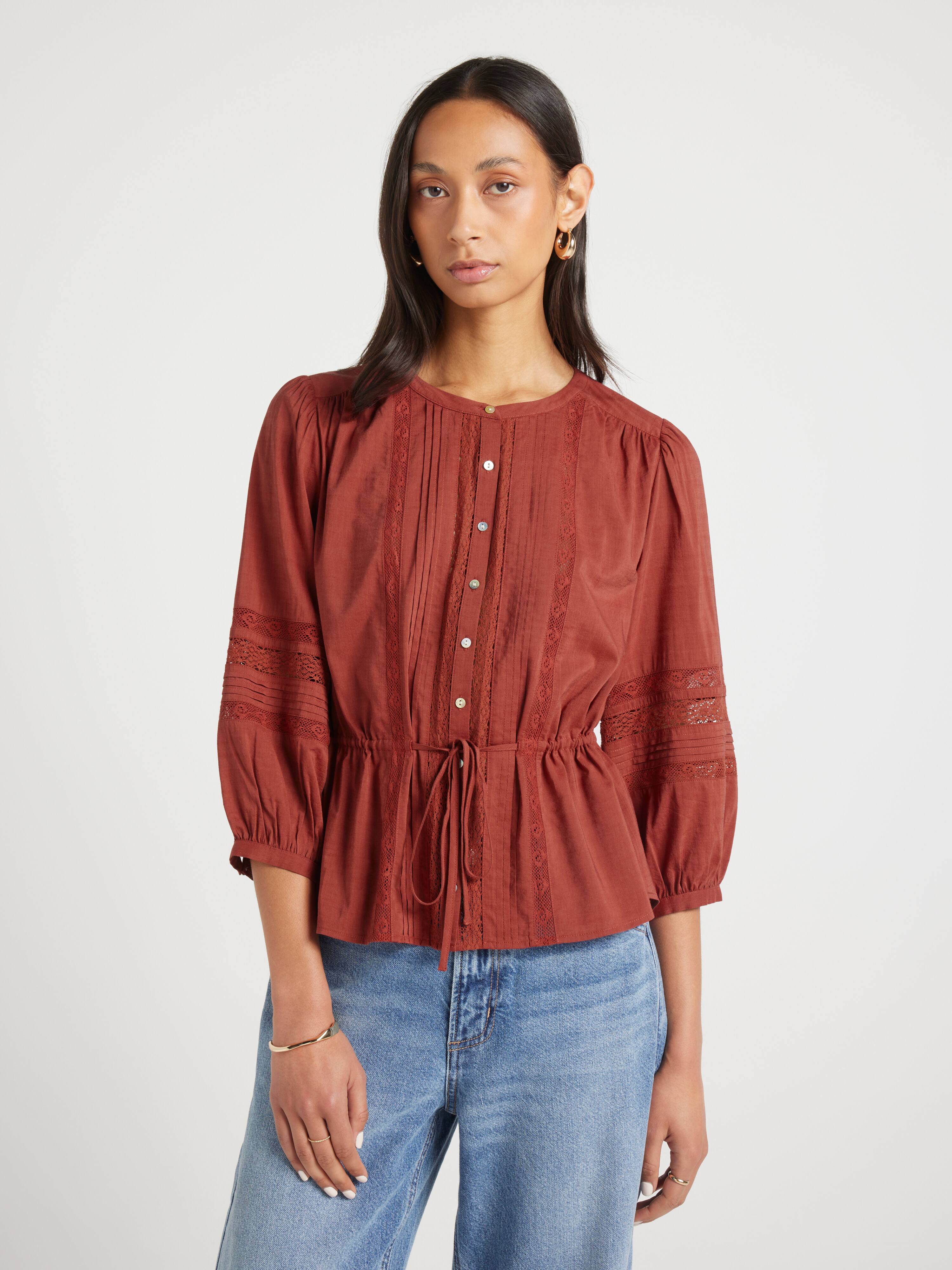 Scout 3/4 Lace Insert Blouse