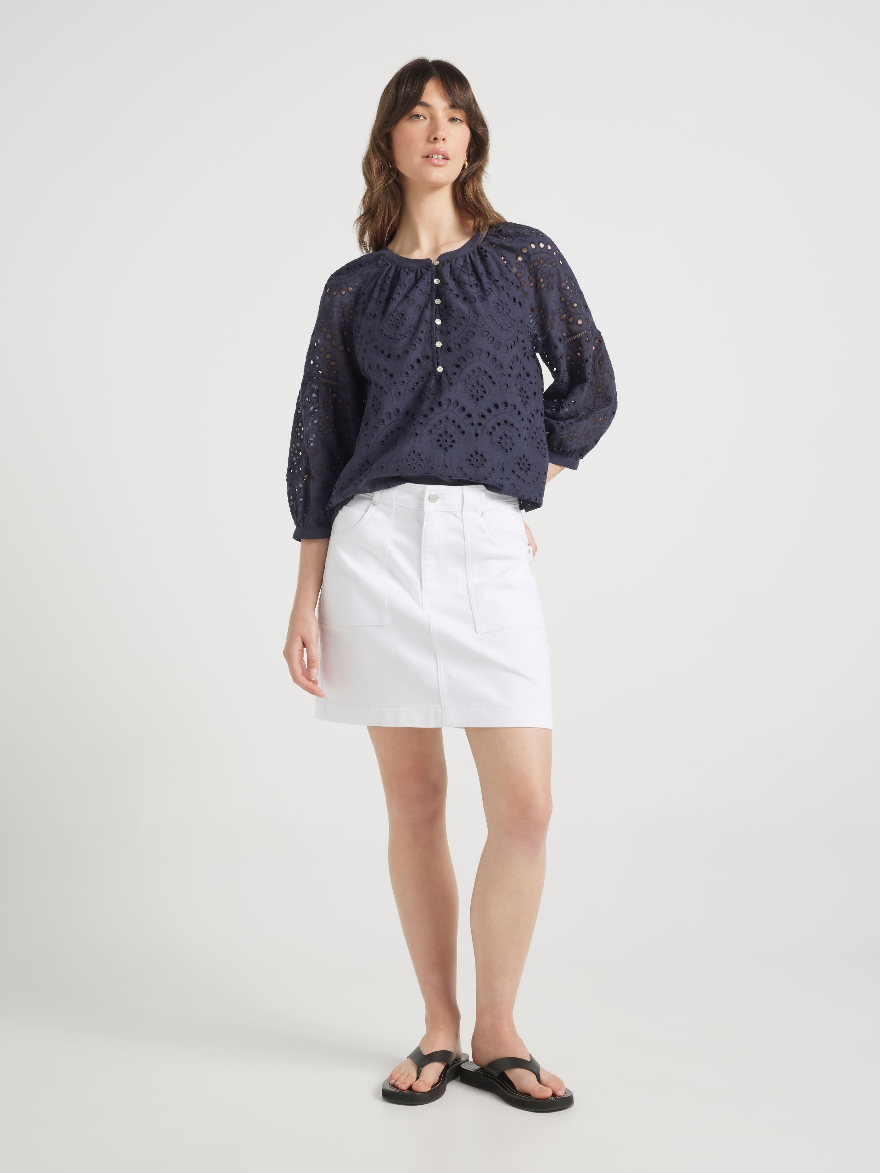 Mia Textured 3/4 Sleeve Blouse