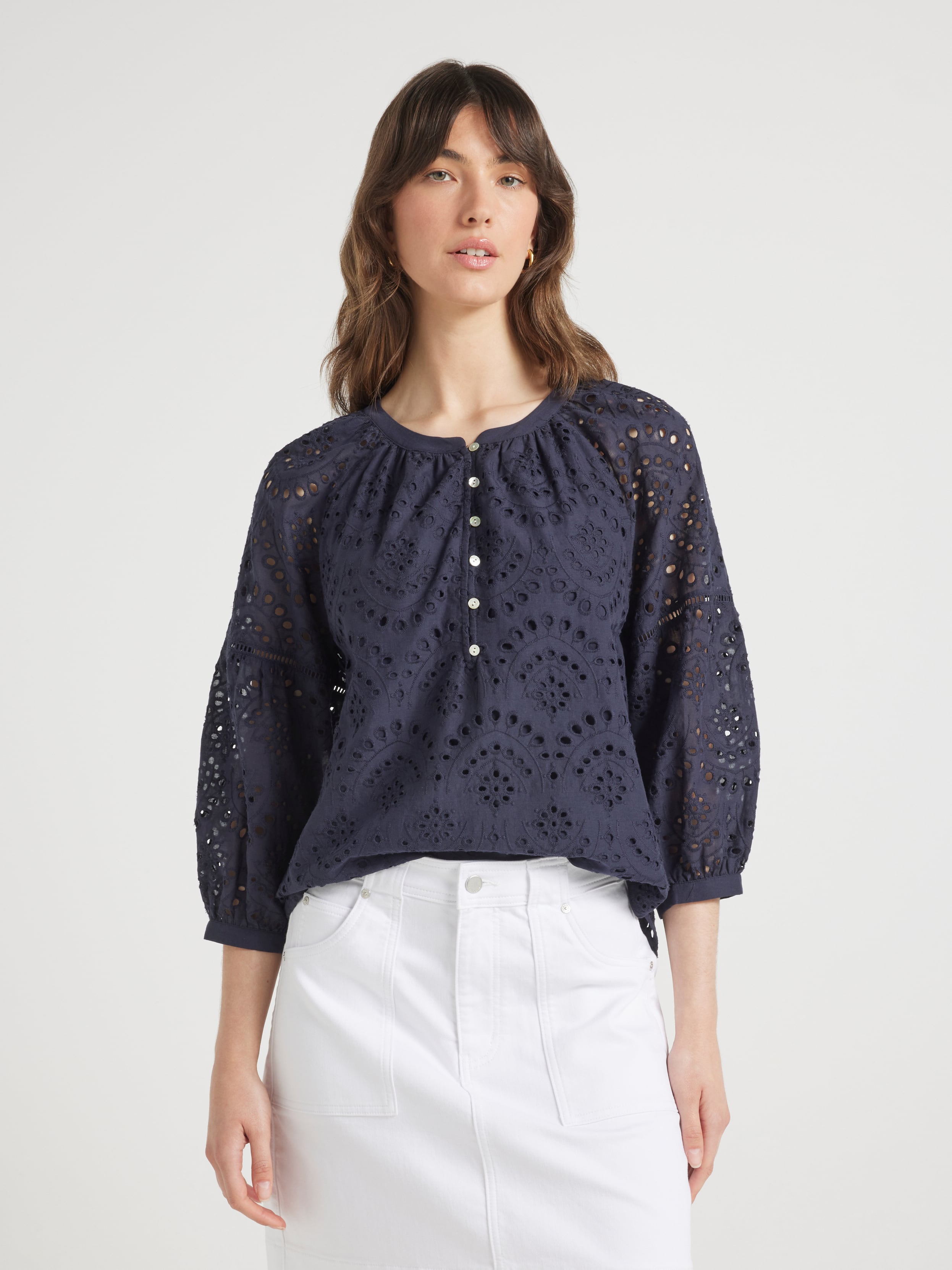 Mia Textured 3/4 Sleeve Blouse