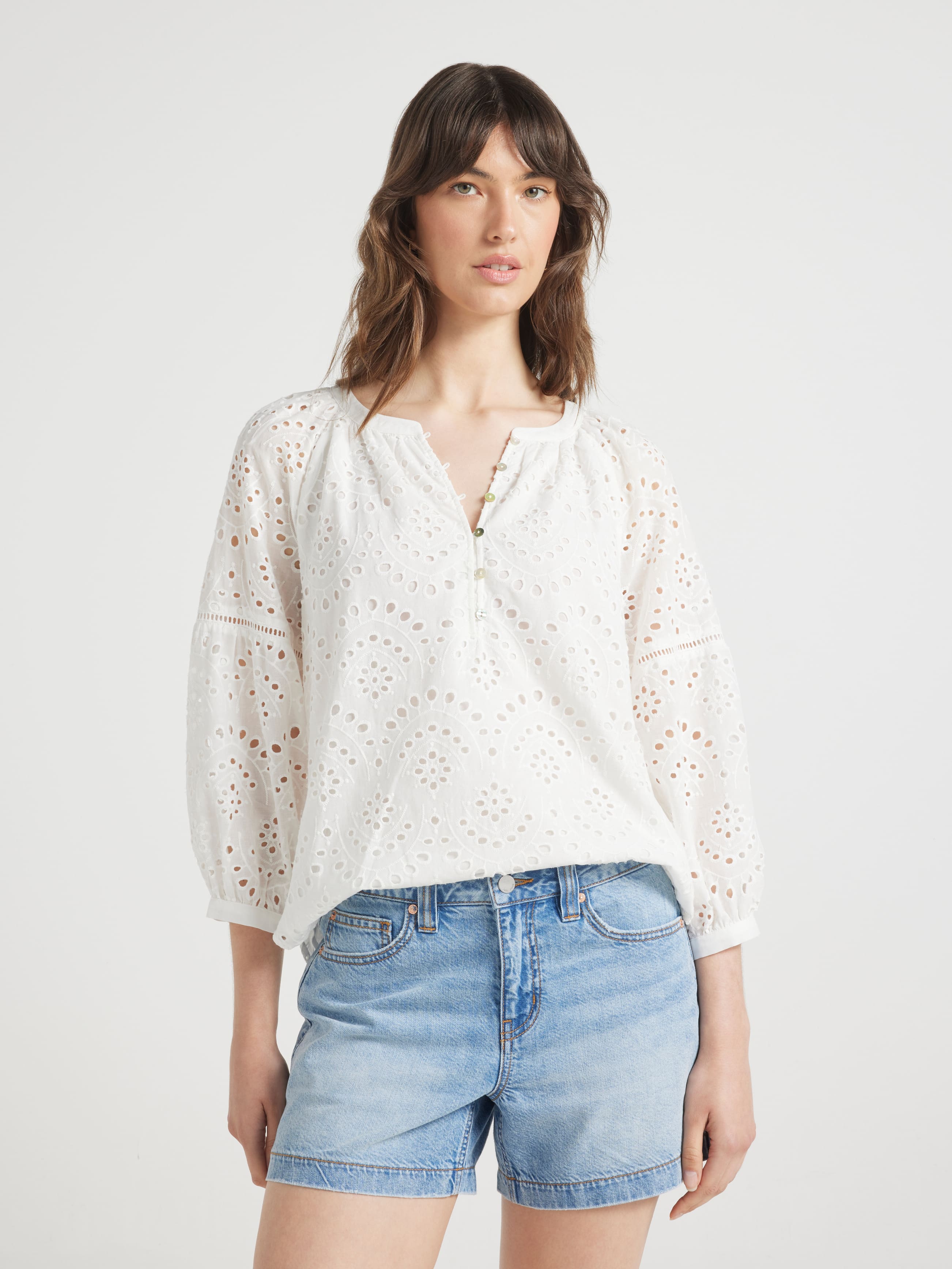 Mia Textured 3/4 Sleeve Blouse