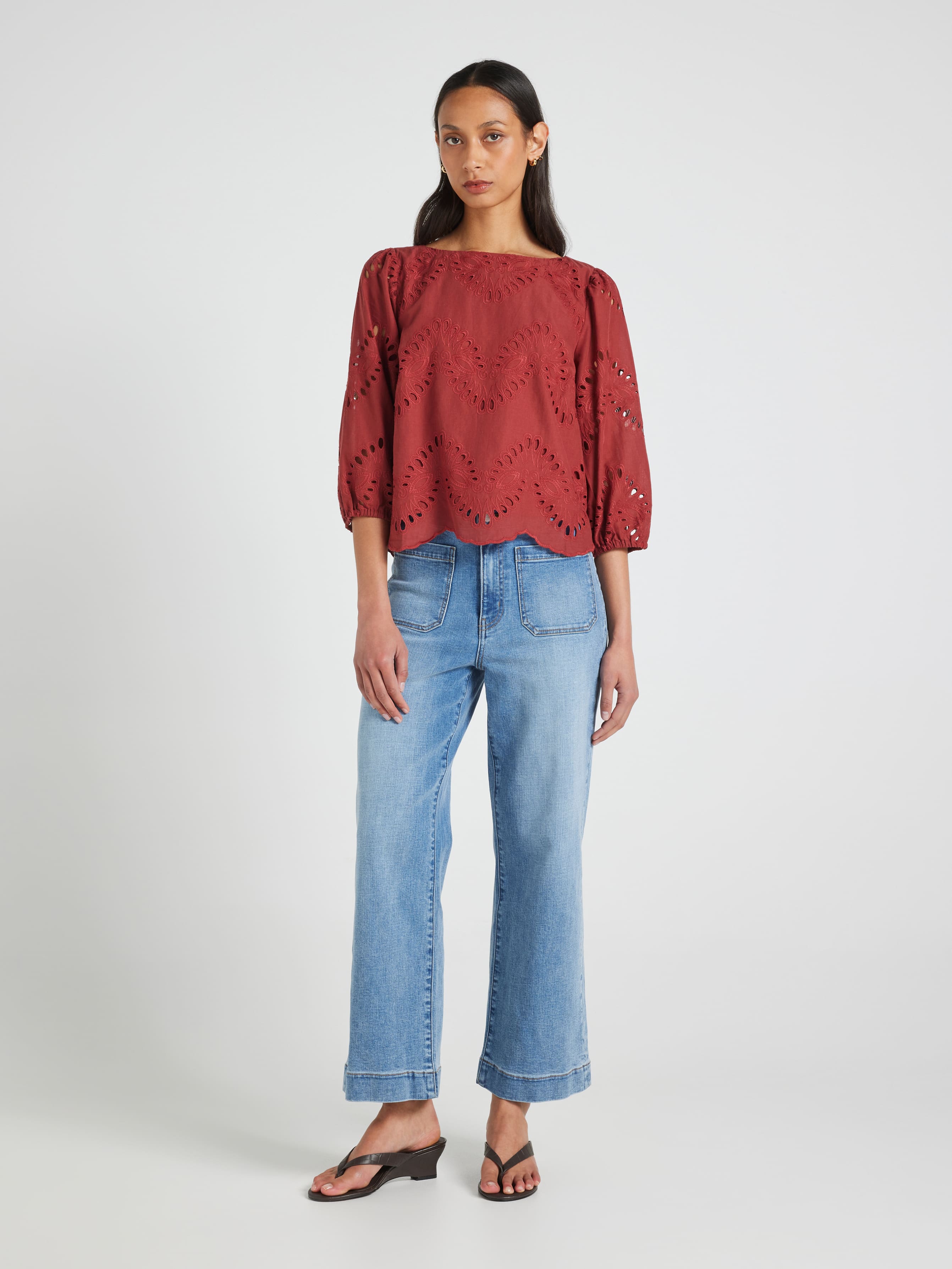 Summer 3/4 Sleeve Lace Blouse