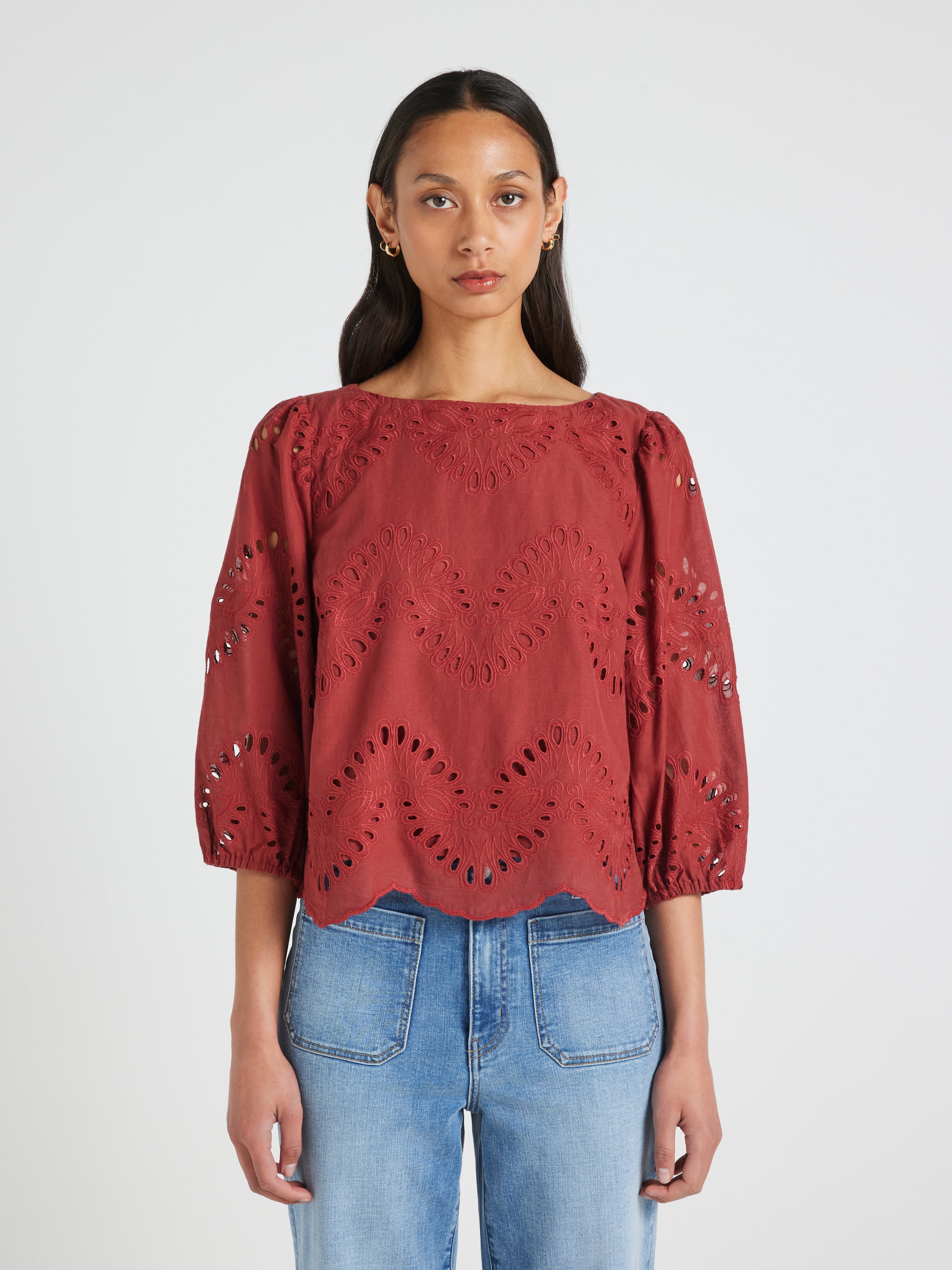 Summer 3/4 Sleeve Lace Blouse