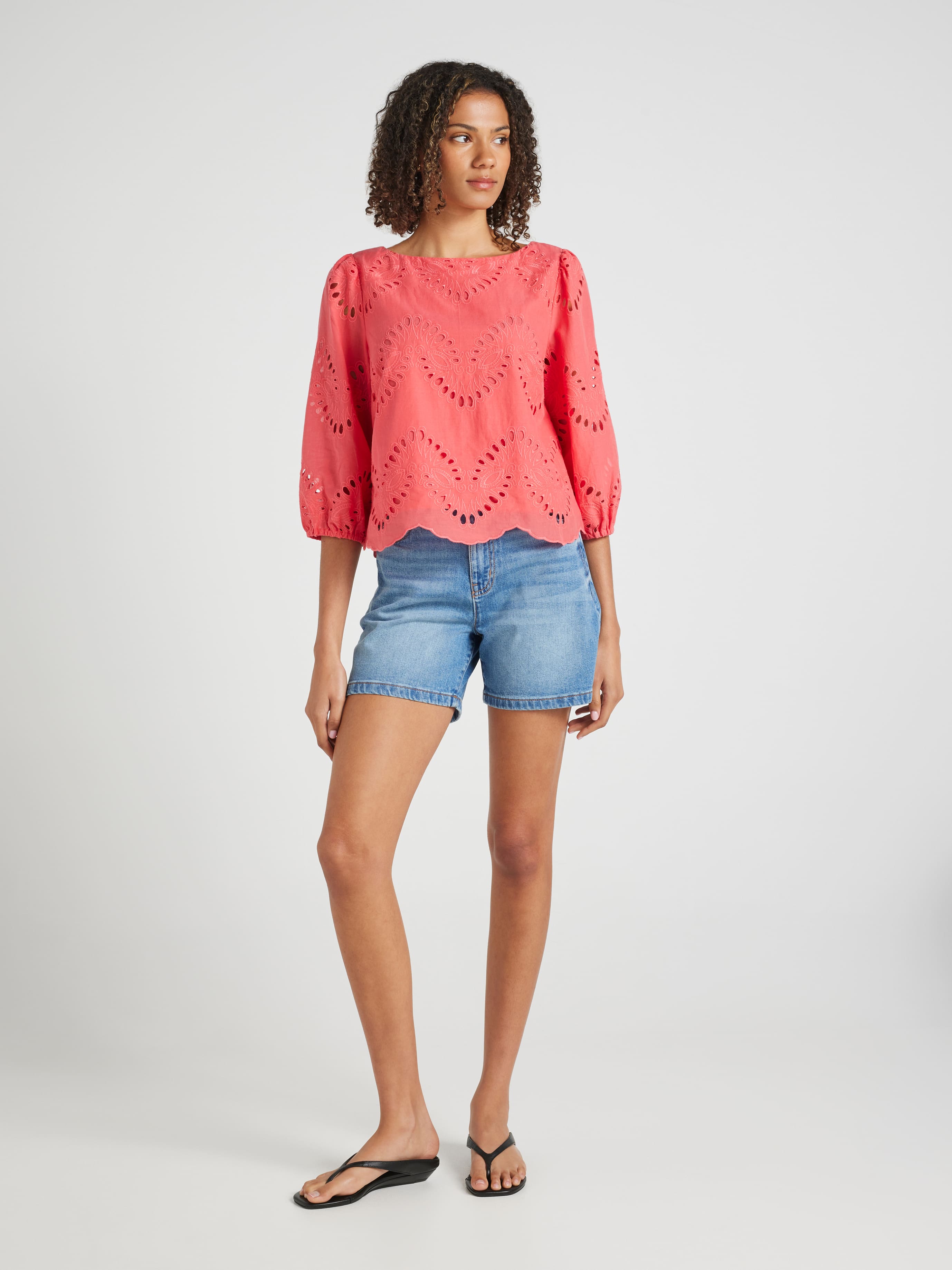 Summer 3/4 Sleeve Lace Blouse