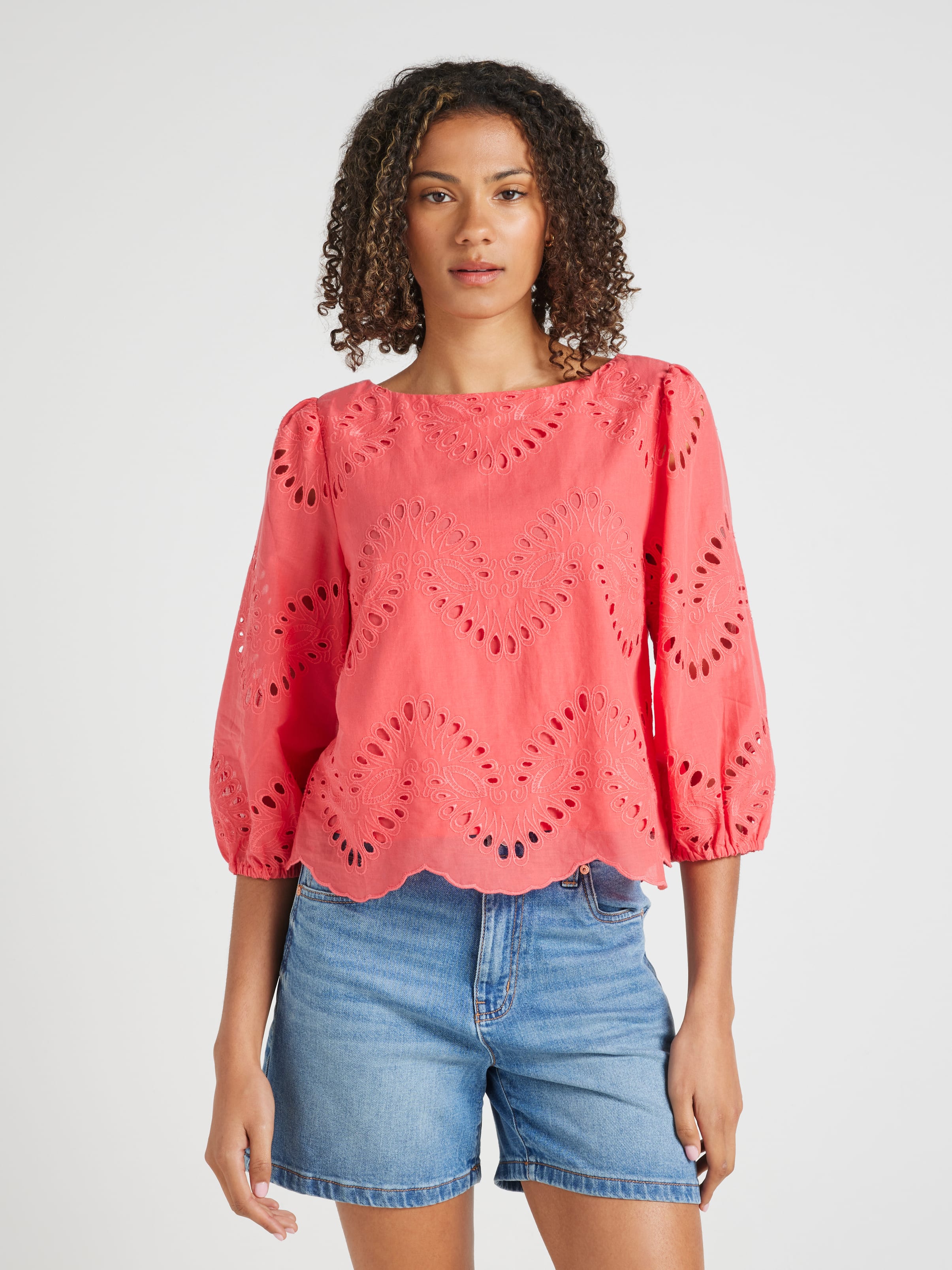 Summer 3/4 Sleeve Lace Blouse