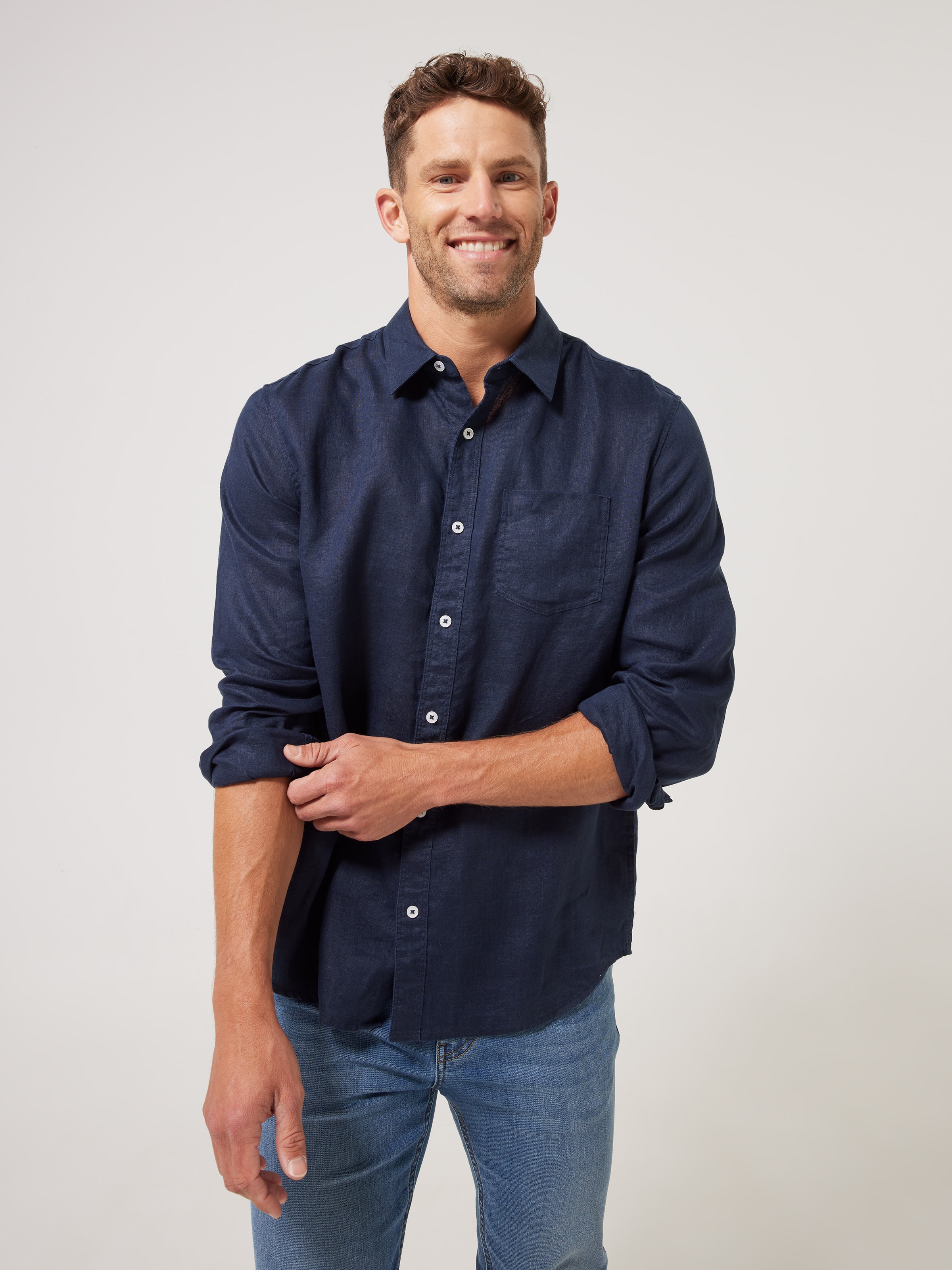 Long Sleeve Linen Plain Shirt