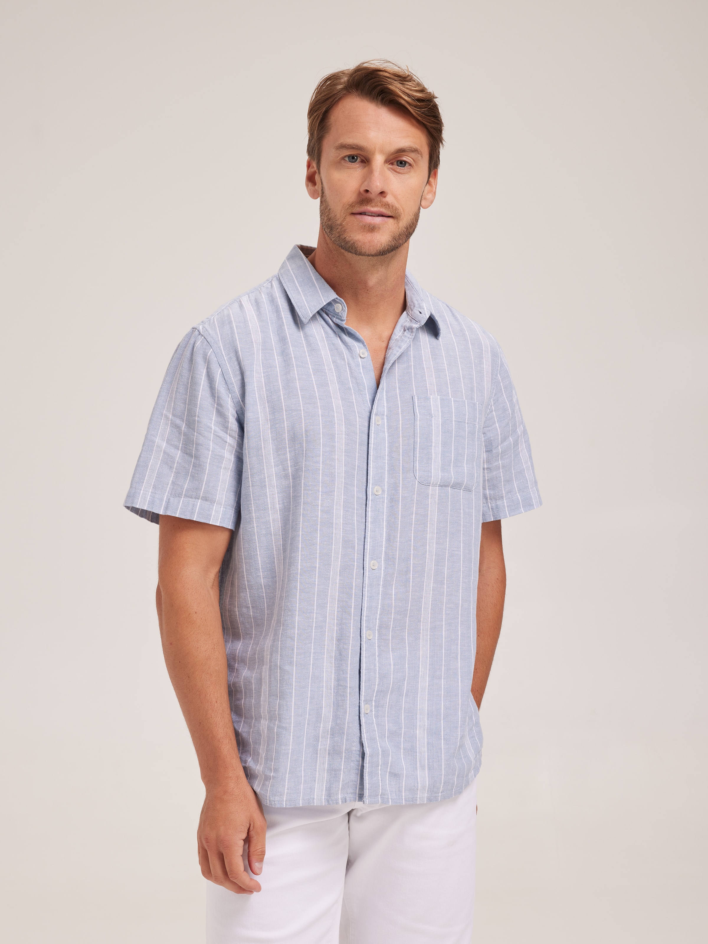 Linen Blend Stripe Shirt