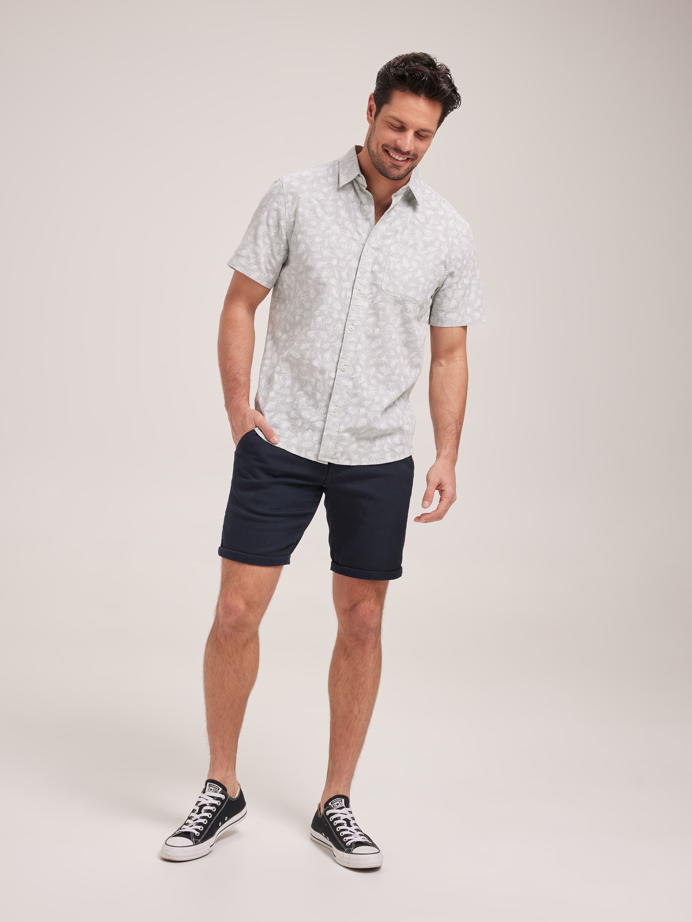 Linen Blend Print Shirt