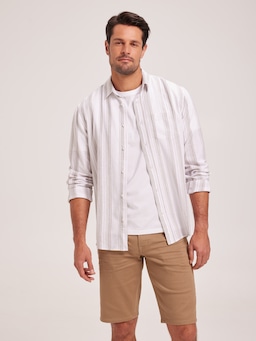 Long Sleeve Linen Blend Stripe Shirt