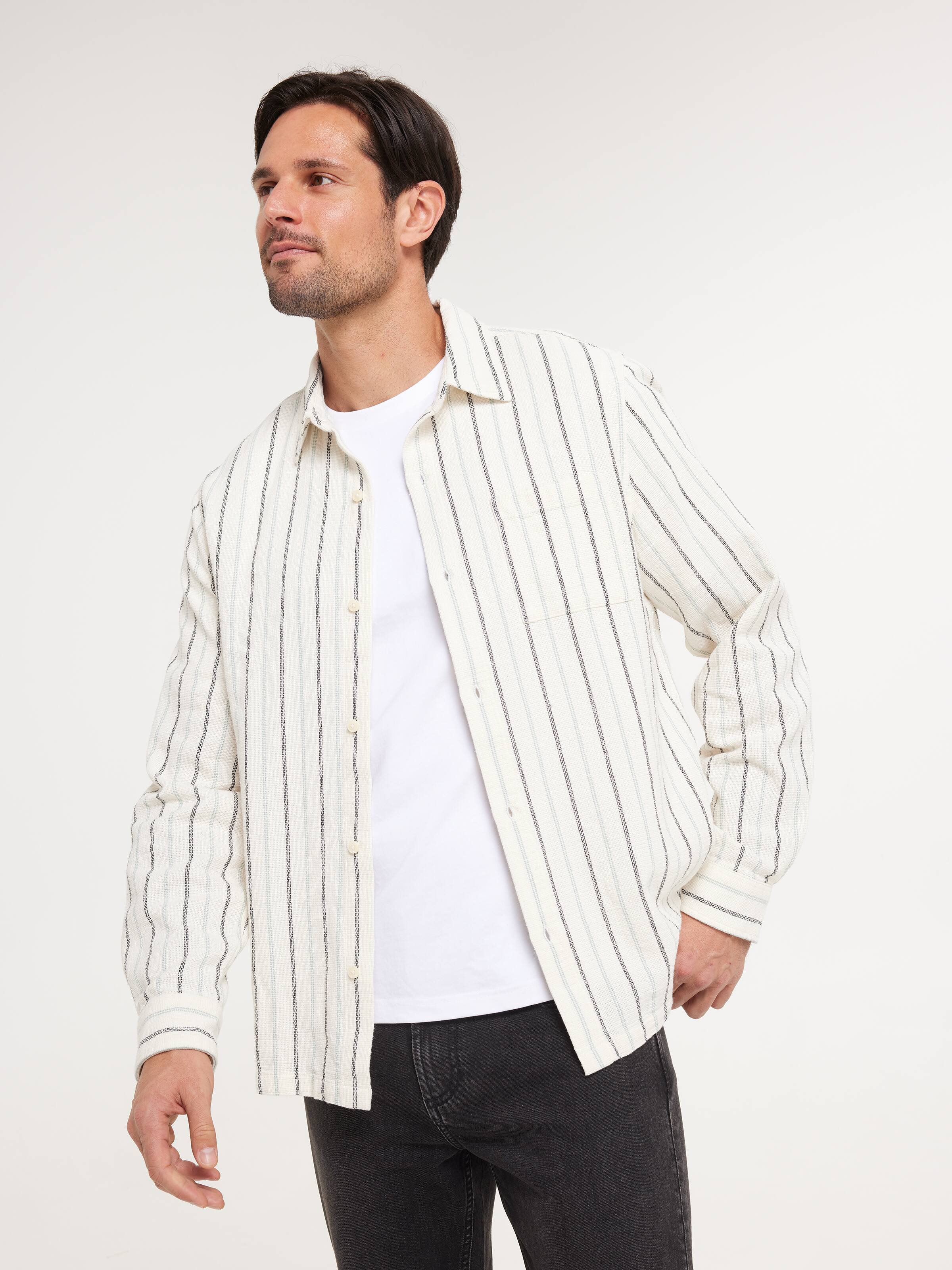 Long Sleeve Textured Stripe Shirt