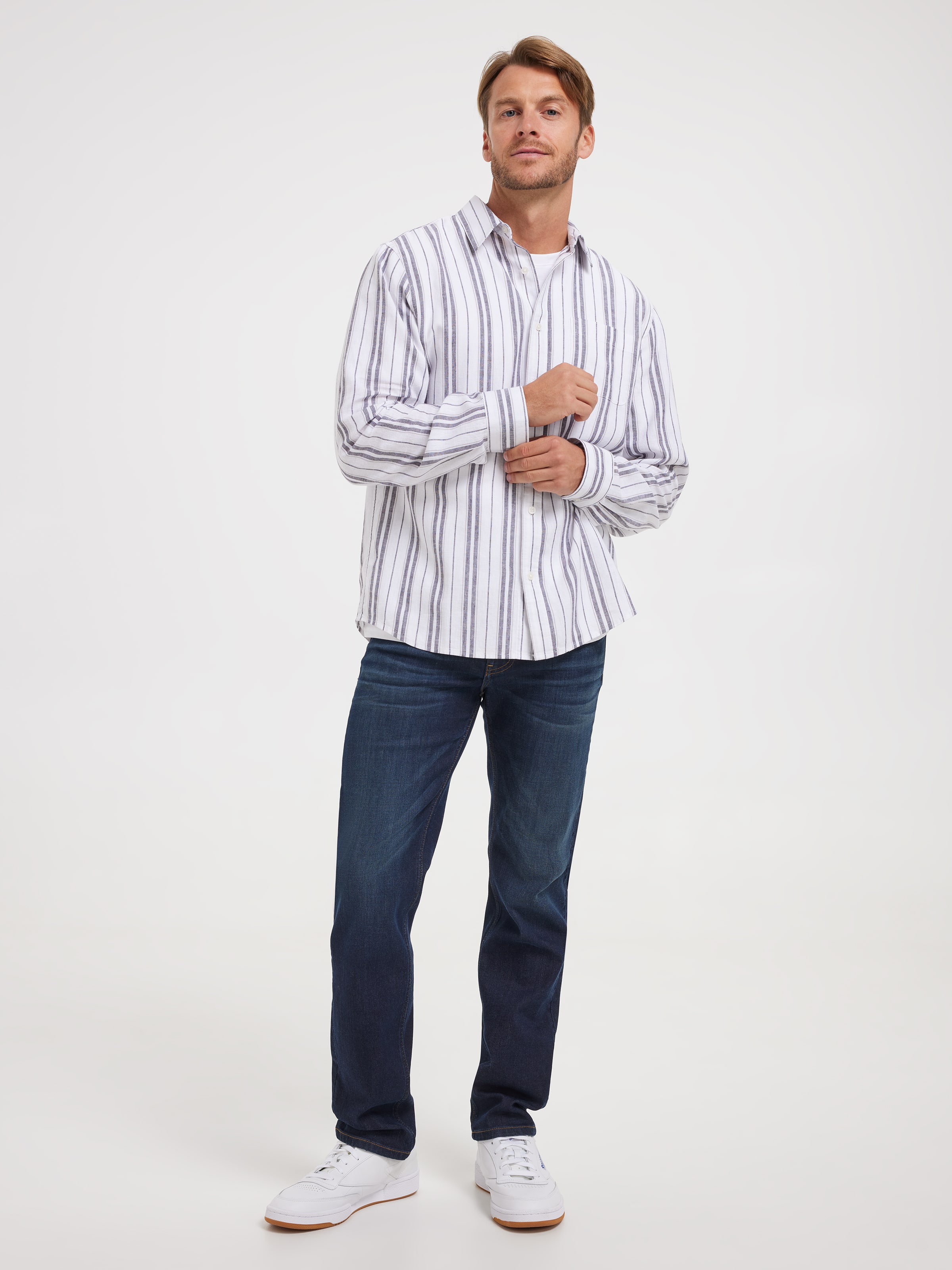Ls Linen Blend Stripe Shirt