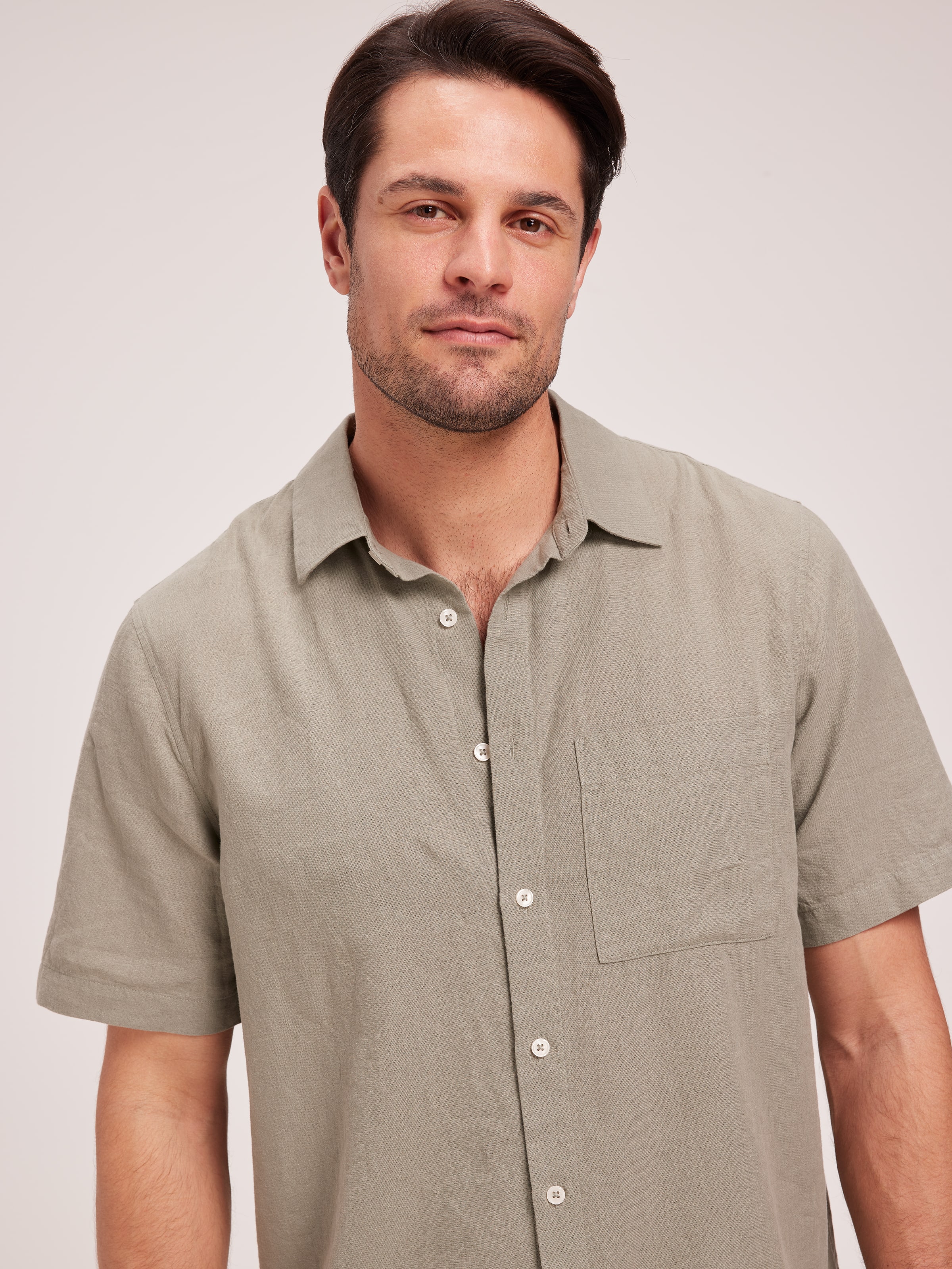 Linen Blend Plain Shirt