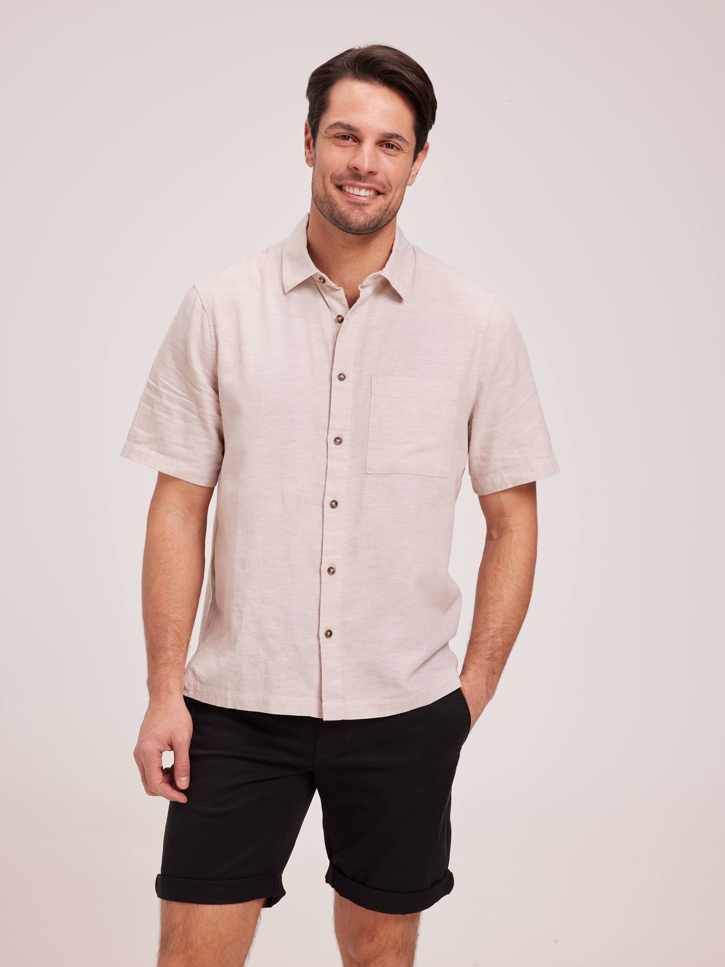 Linen Blend Cross Dye Shirt