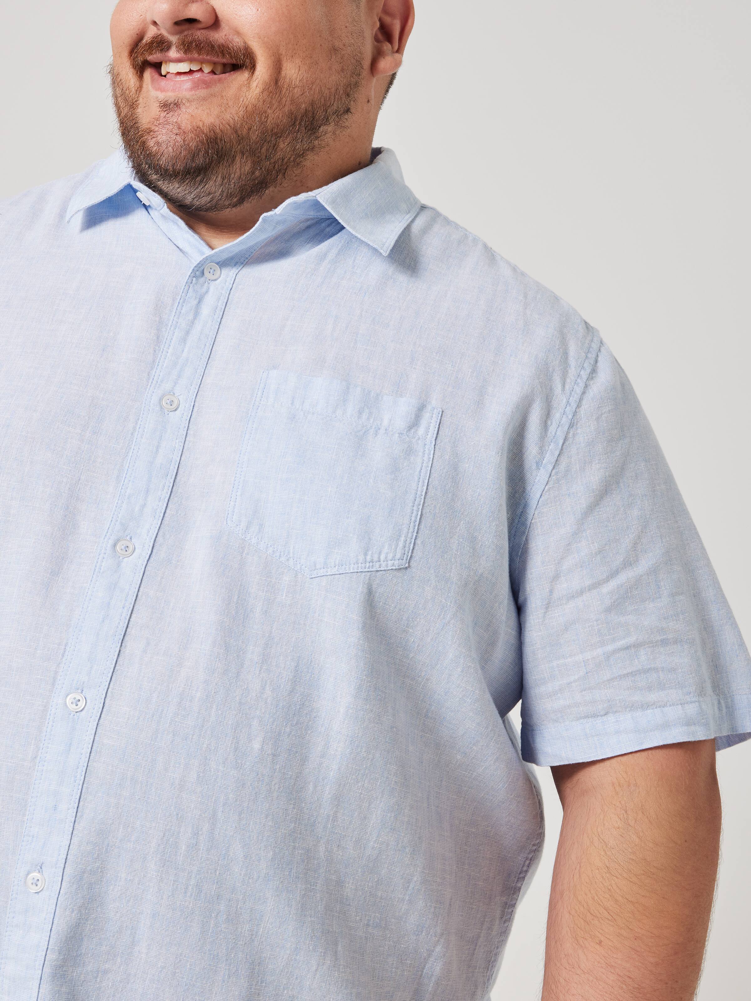Extended Linen Blend Texture Shirt