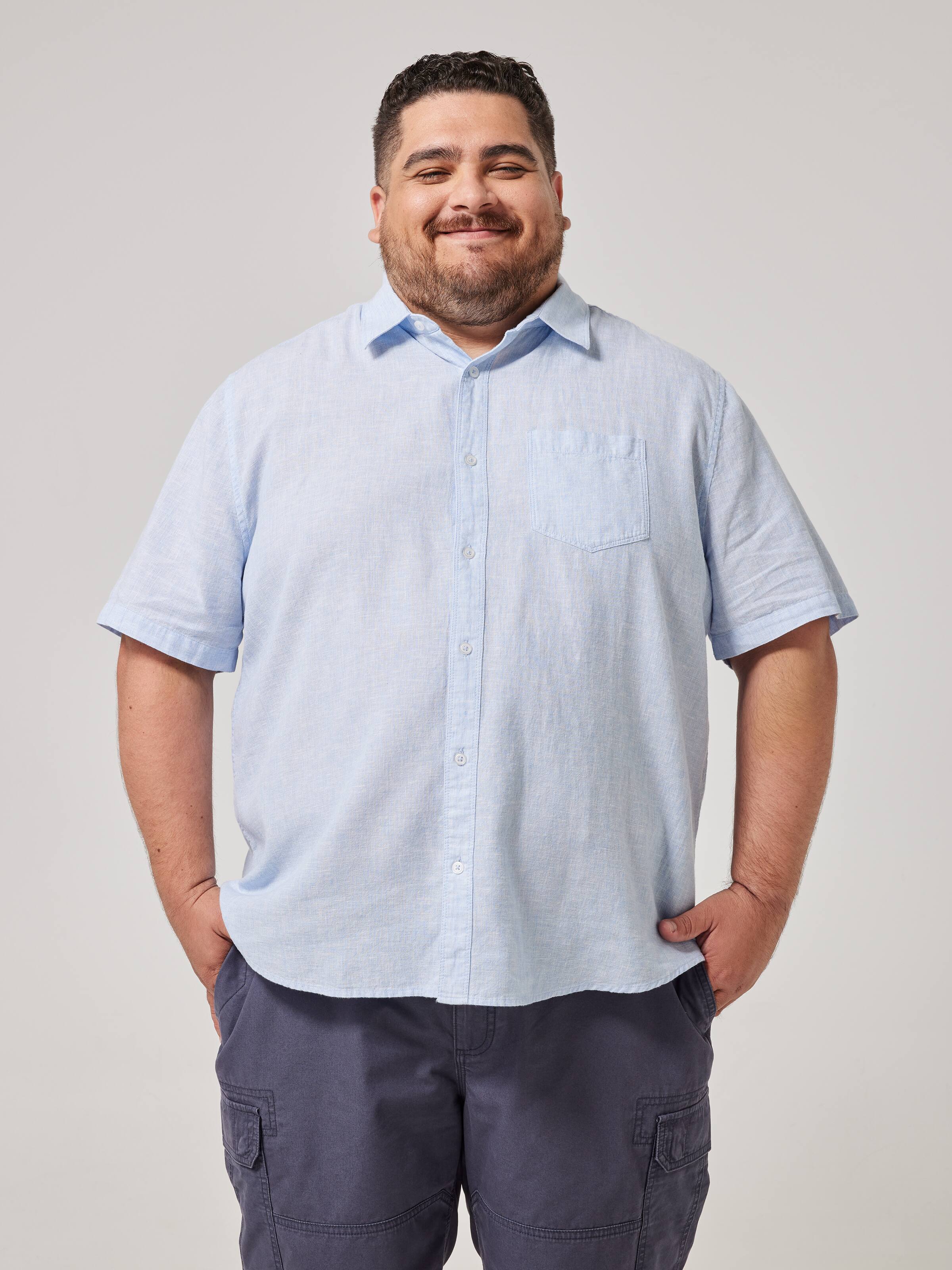 Extended Linen Blend Texture Shirt