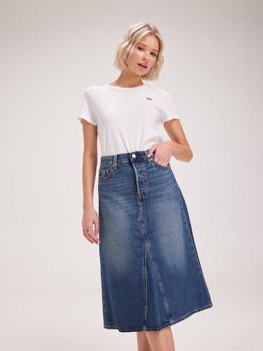 High Rise A Line Decon Skirt In Mid Morning                                                                                     