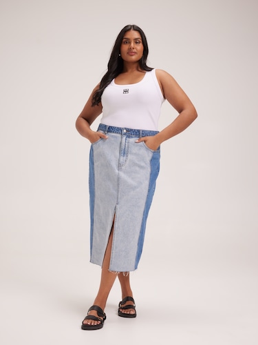 Curve Originals Spliced Denim Midi                                                                                              