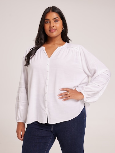 Curve Cleo Elevated Pintuck Blouse                                                                                              