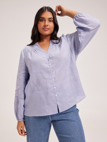 Curve Annabelle Linen Blend Shirt                                                                                               