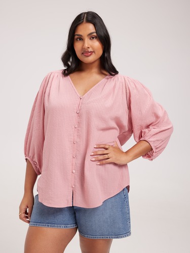 Curve Joanne Button Through Blouse                                                                                              