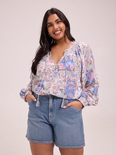Curve Cerese Button Through Blouse                                                                                              
