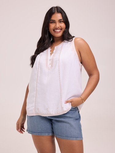 Curve Ariel Embroidered Tank                                                                                                    