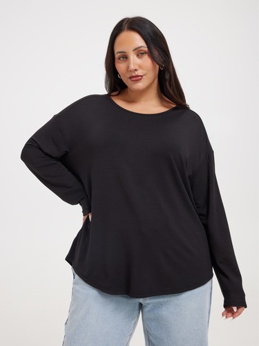 Curve Luxe Long Sleeve Modal Crew Top                                                                                           
