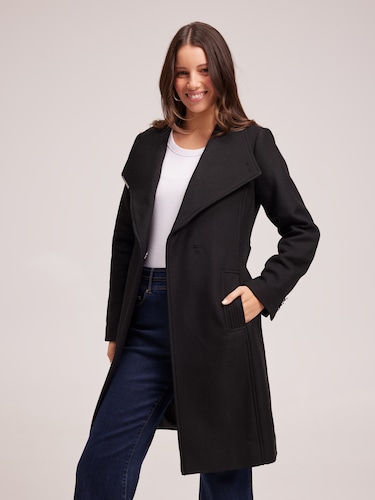 Funnel neck black coat hotsell