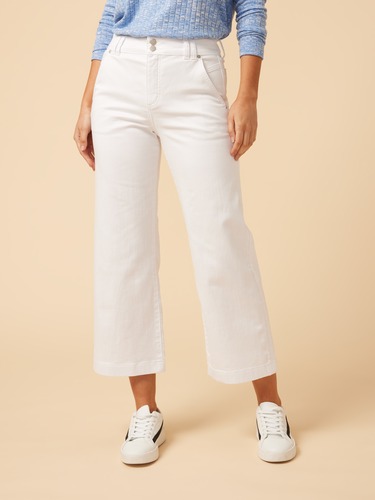 Amaze High Rise Double Button Wide Leg Crop Jean                                                                                
